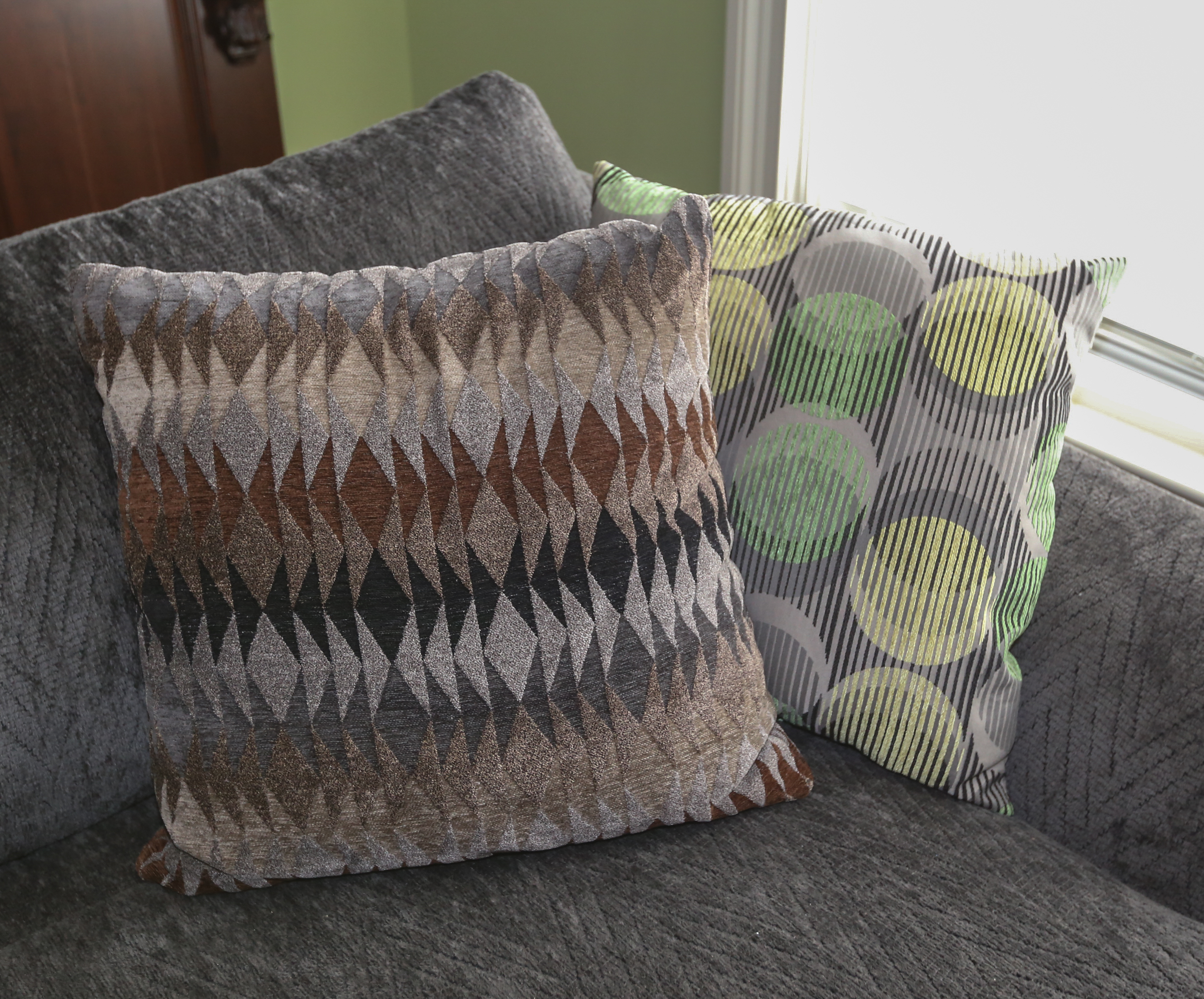 Bluish-Gray Sectional Sofa and Ottoman by Kroehler