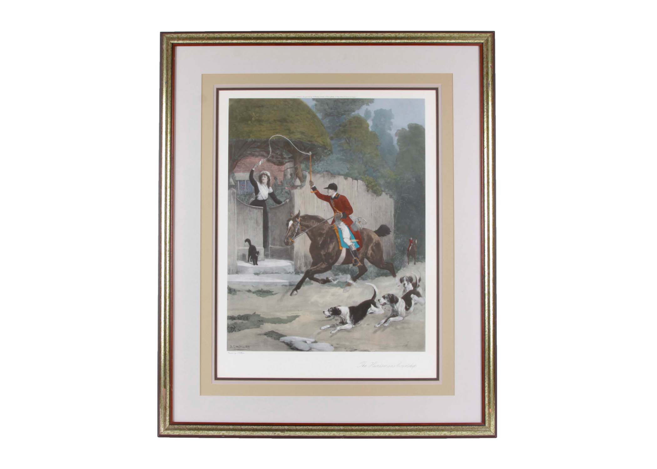 S. E. Waller Offset Lithograph "The Huntsmans Courtship"