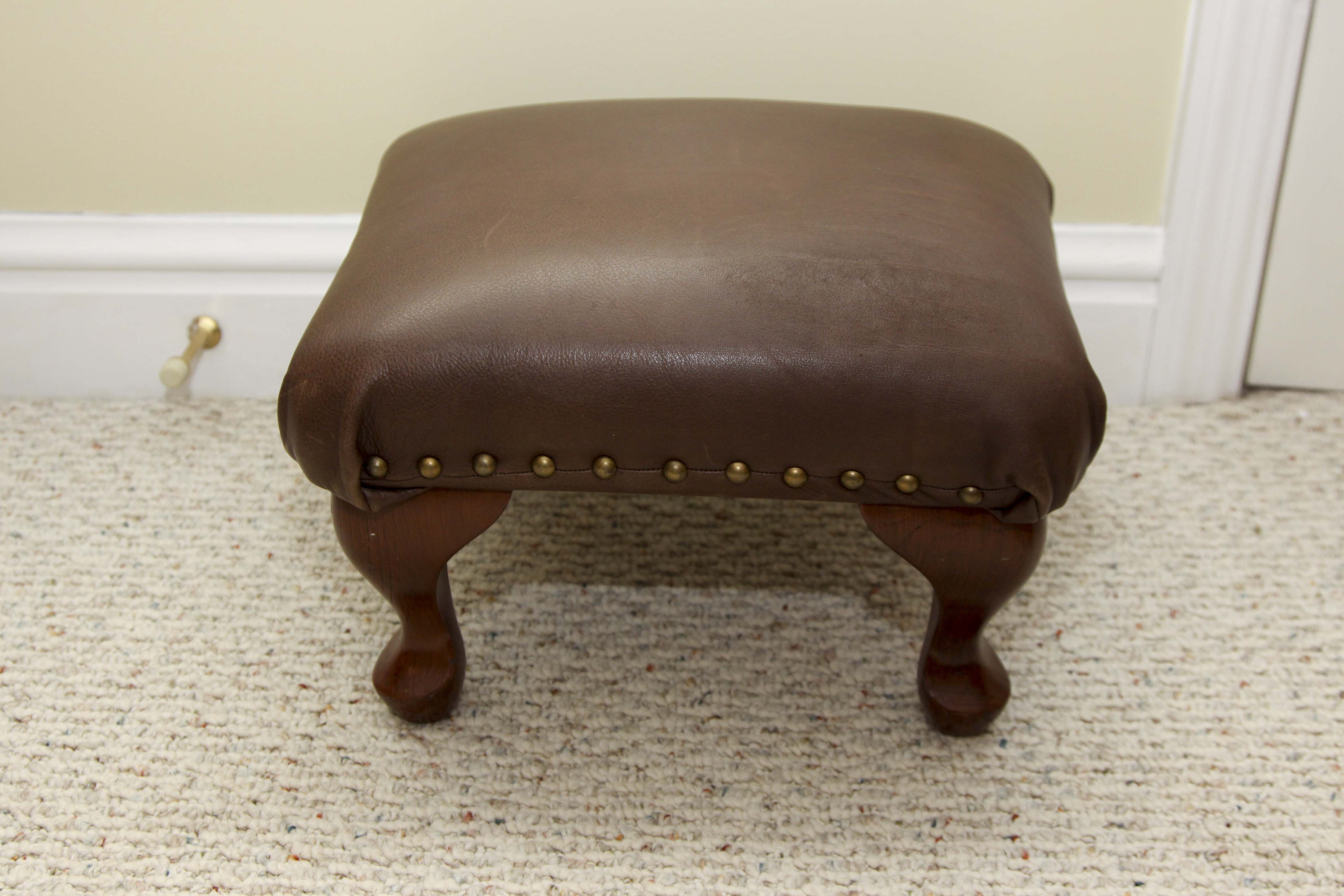 Vintage Chair with Foot Stool and Pillows