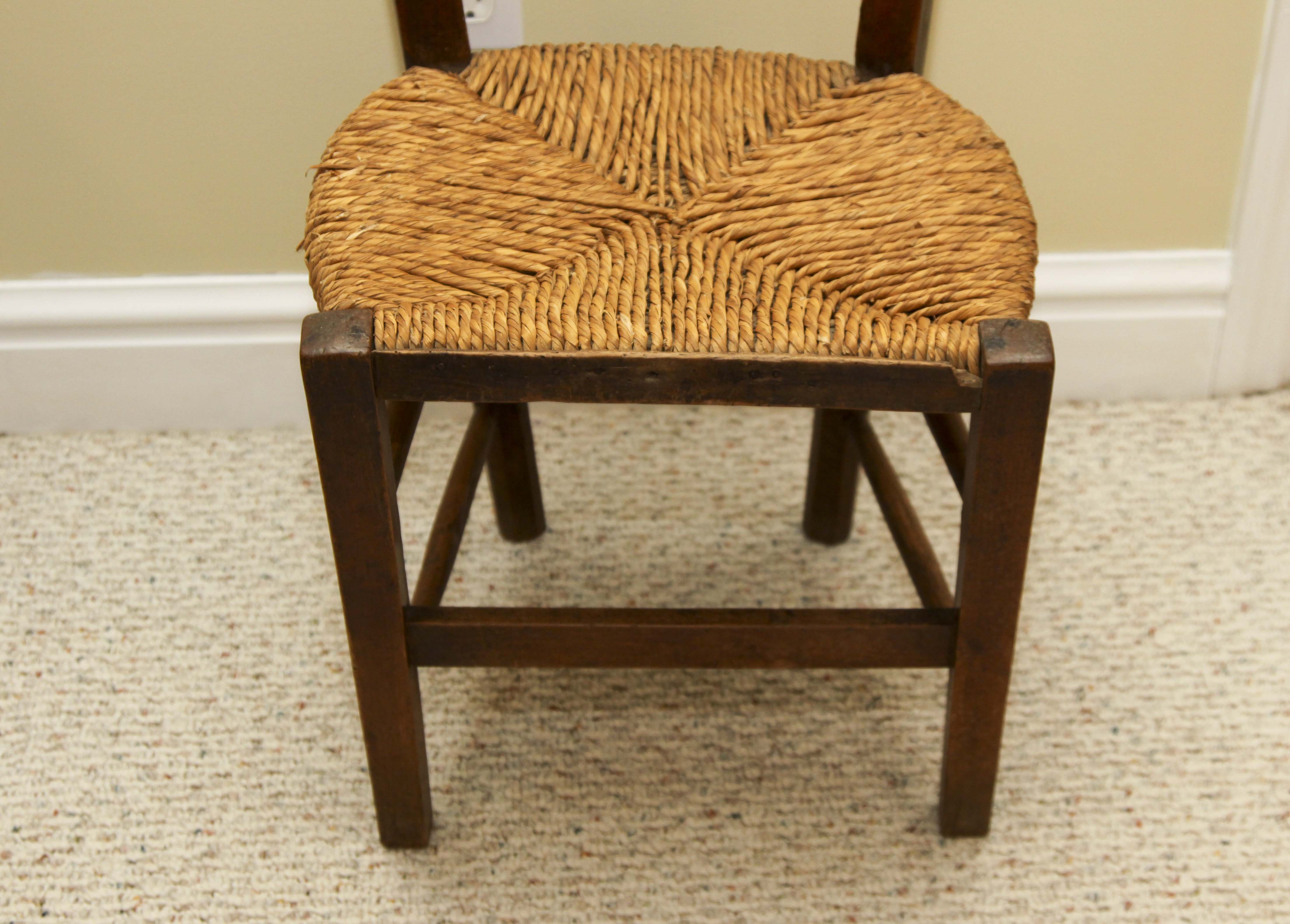 Vintage Chair with Foot Stool and Pillows
