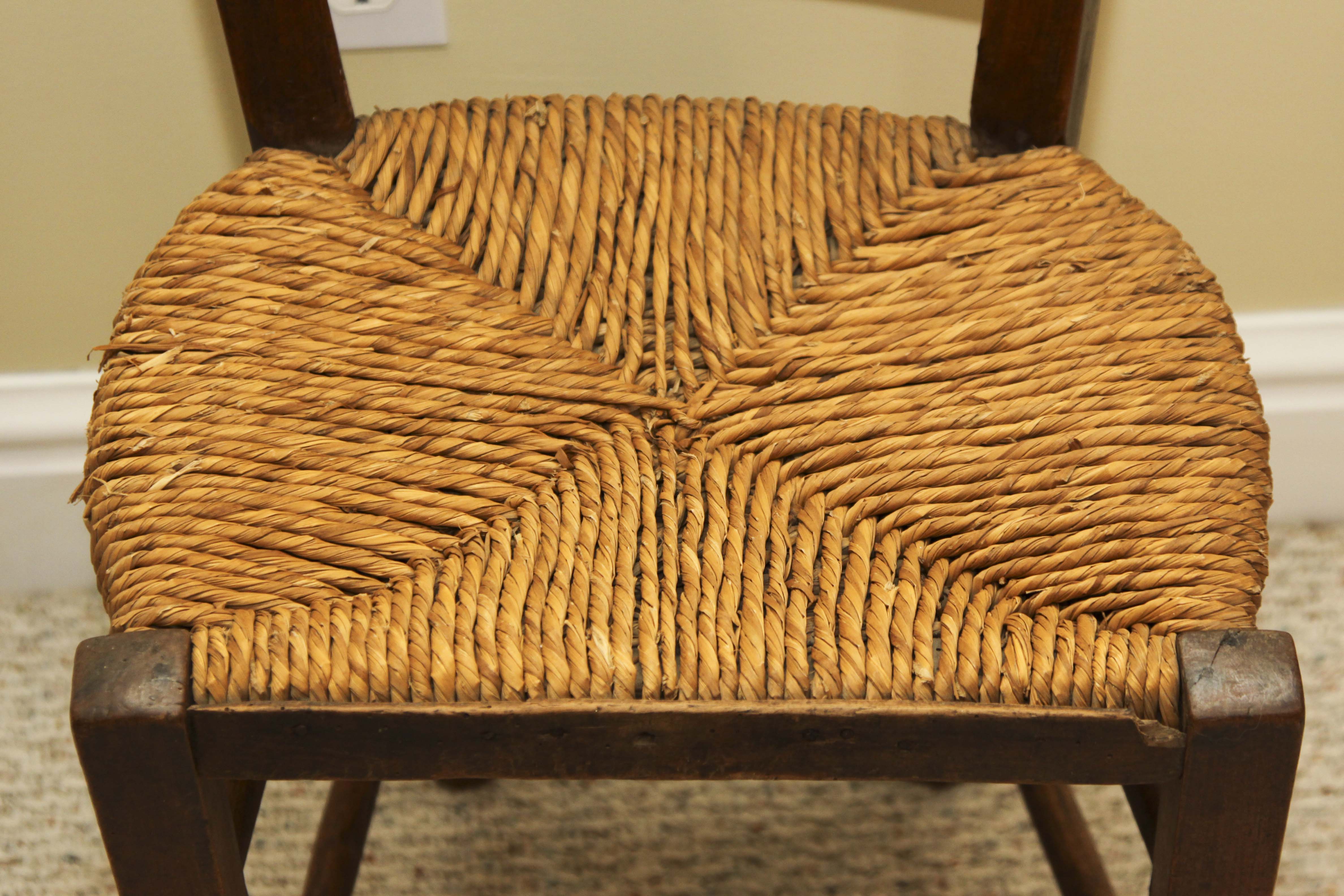 Vintage Chair with Foot Stool and Pillows