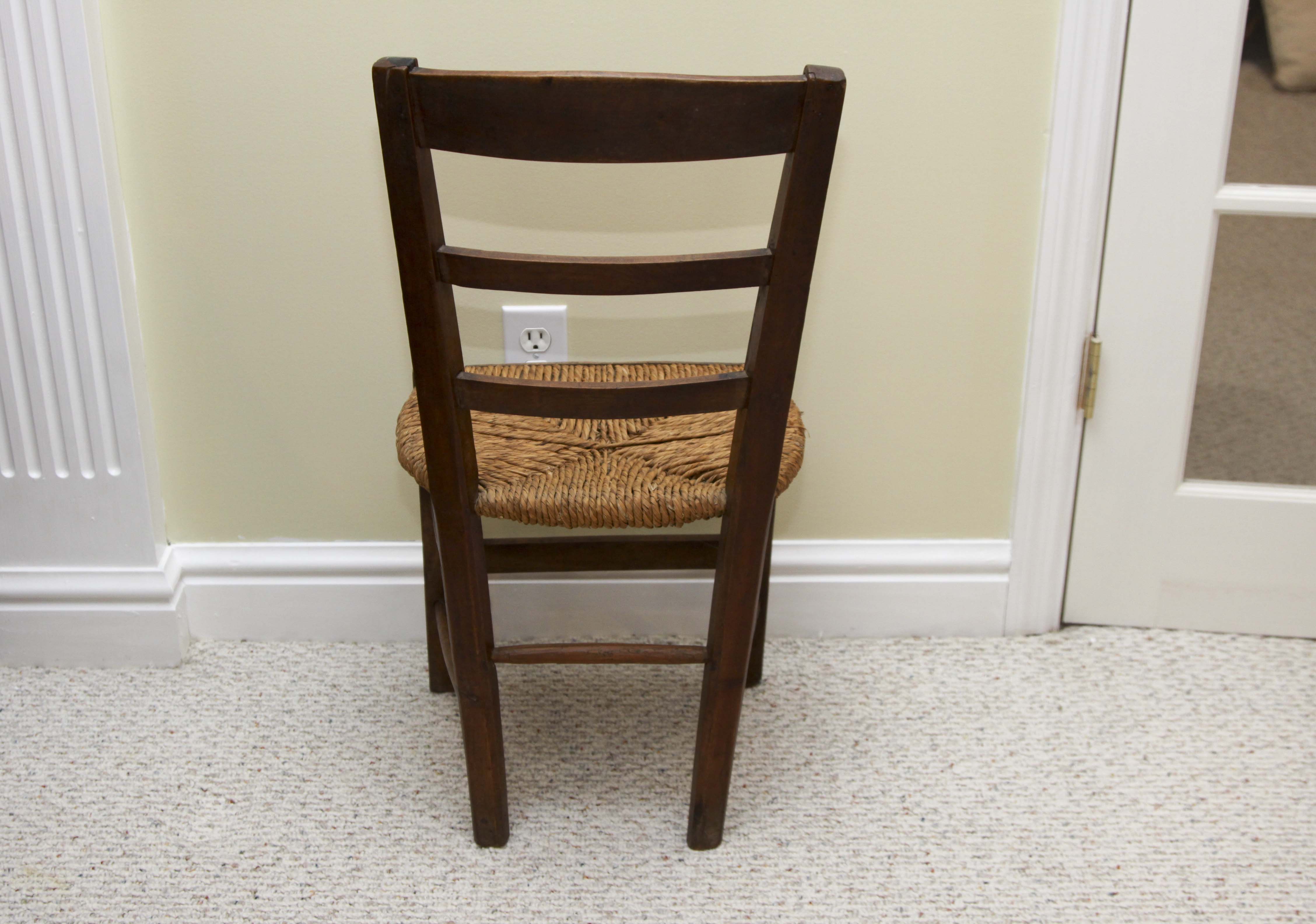 Vintage Chair with Foot Stool and Pillows