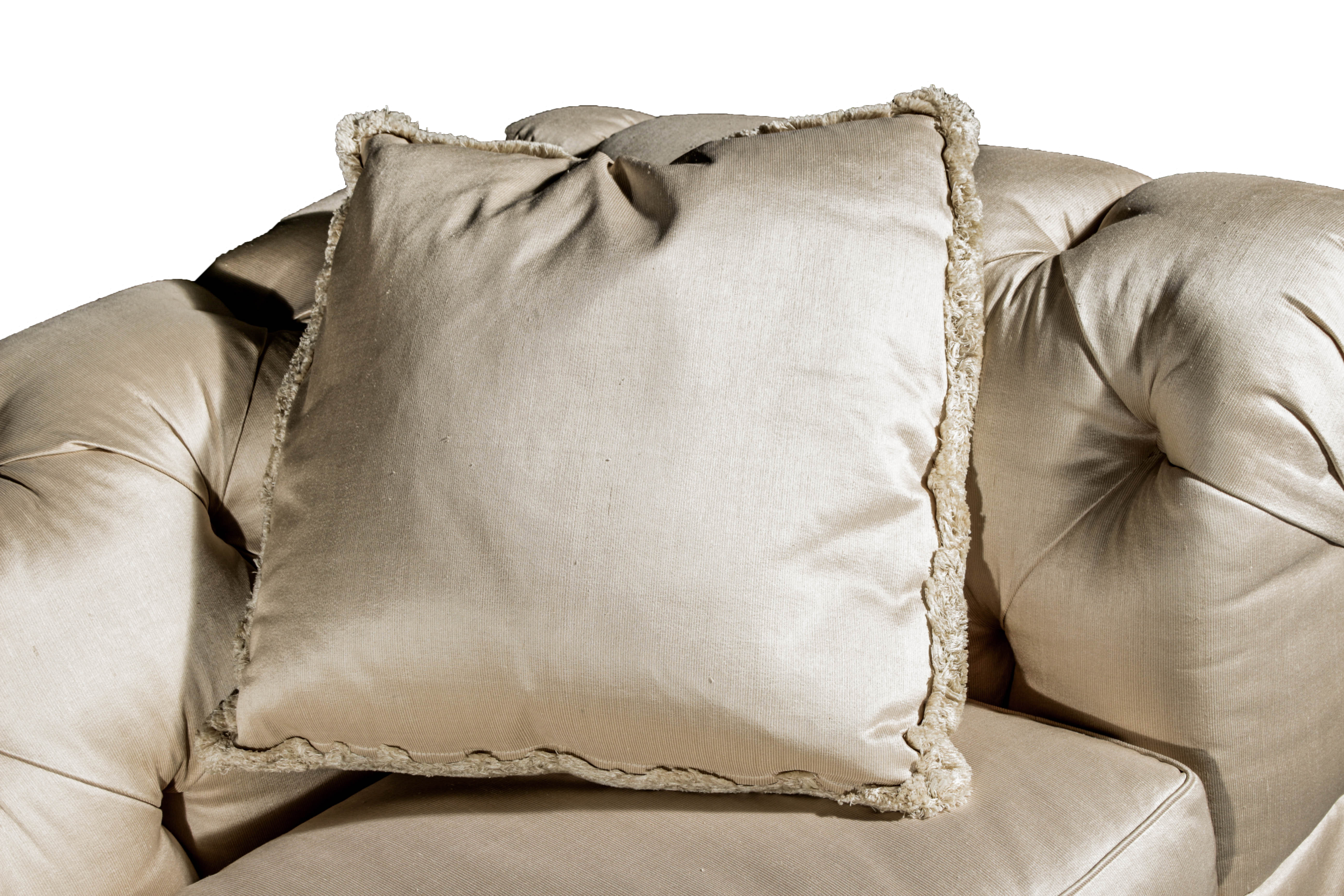 A. Rudin Tufted Cream Canvas Upholstered Sofa