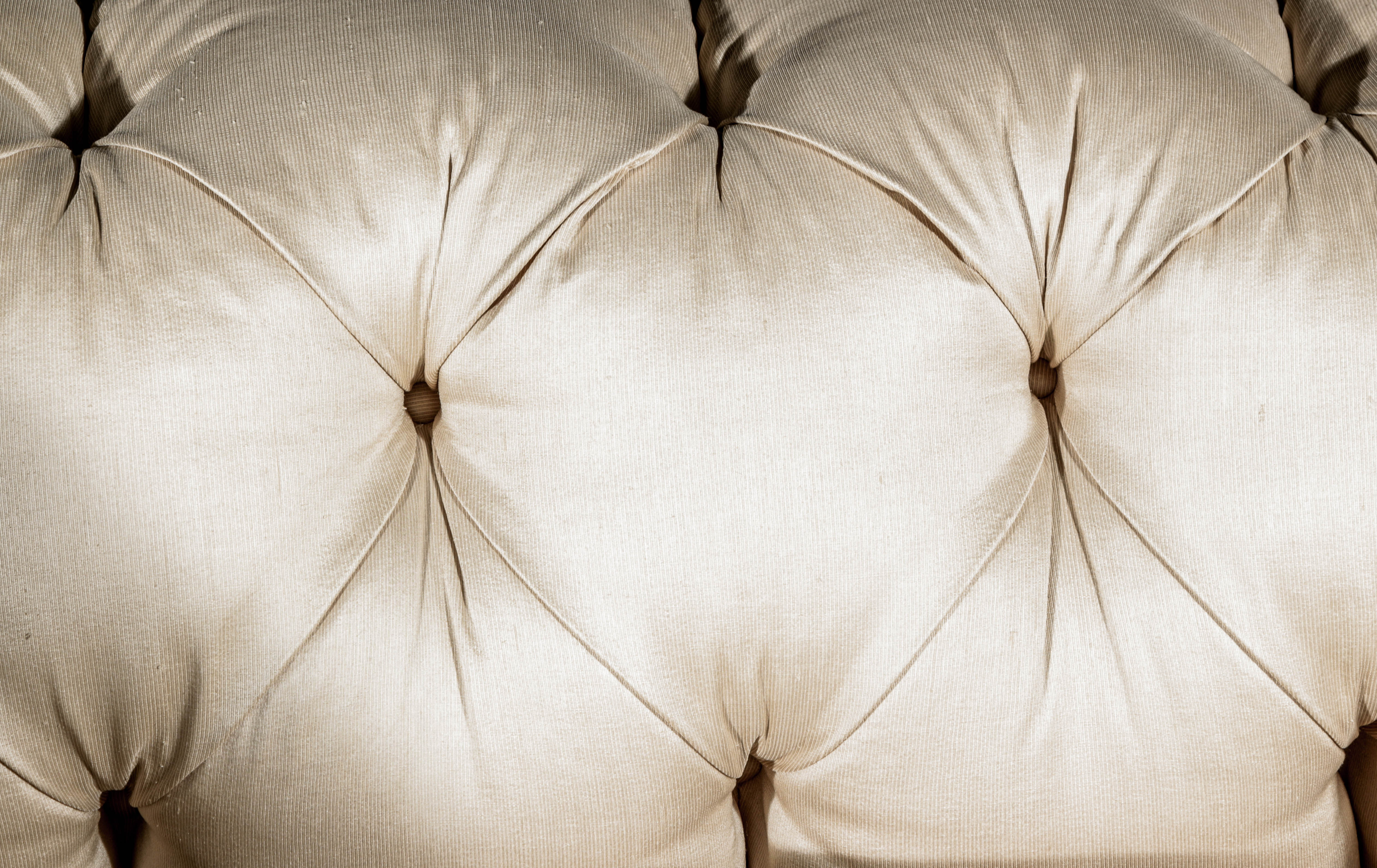 A. Rudin Tufted Cream Canvas Upholstered Sofa