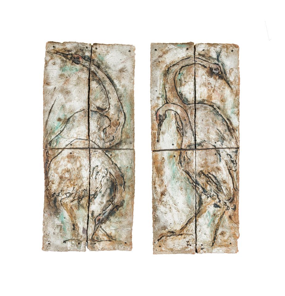 Matching Original Mixed Media Carvings