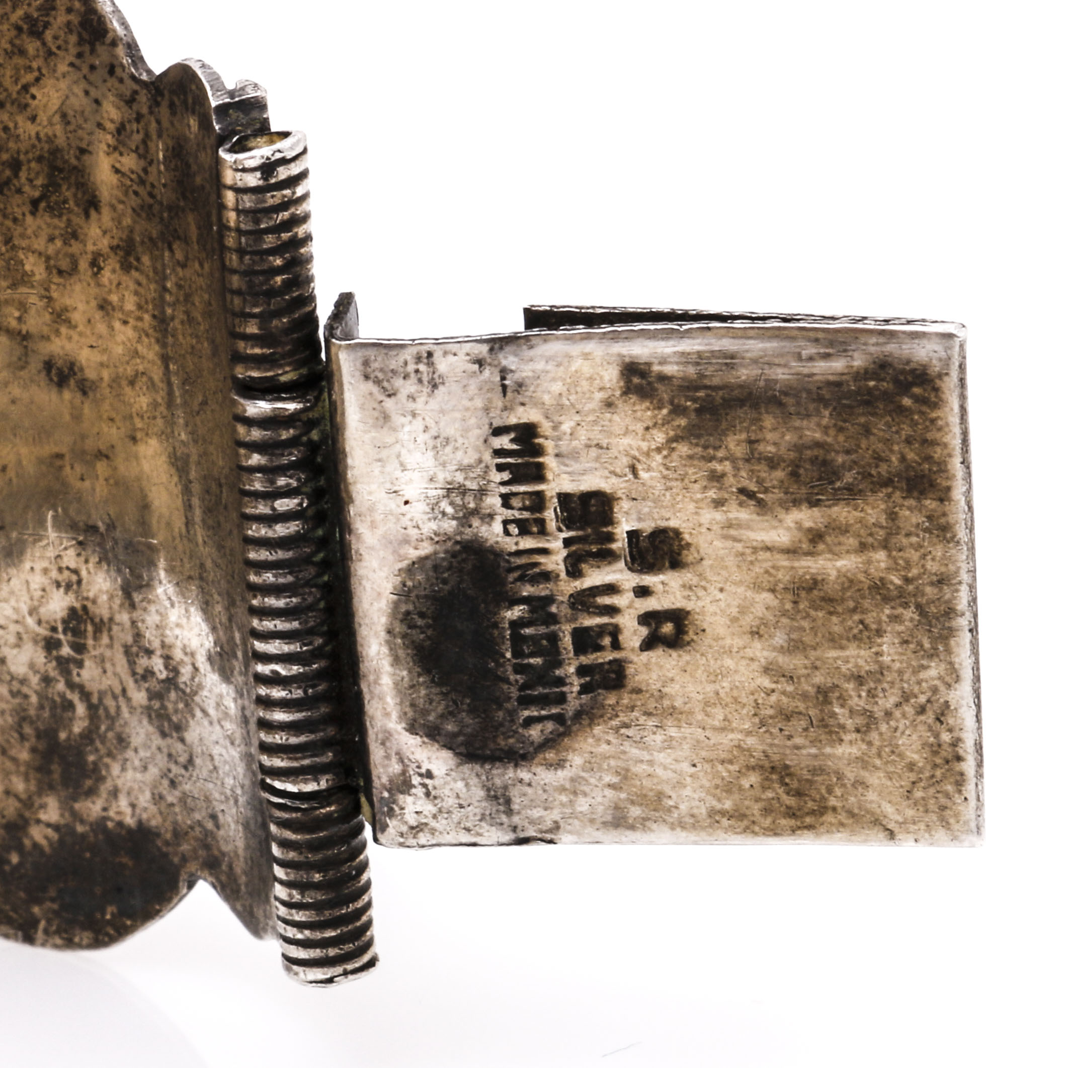 Mexico Aztec Warrior Face Sterling Silver Calcite Demi Parure