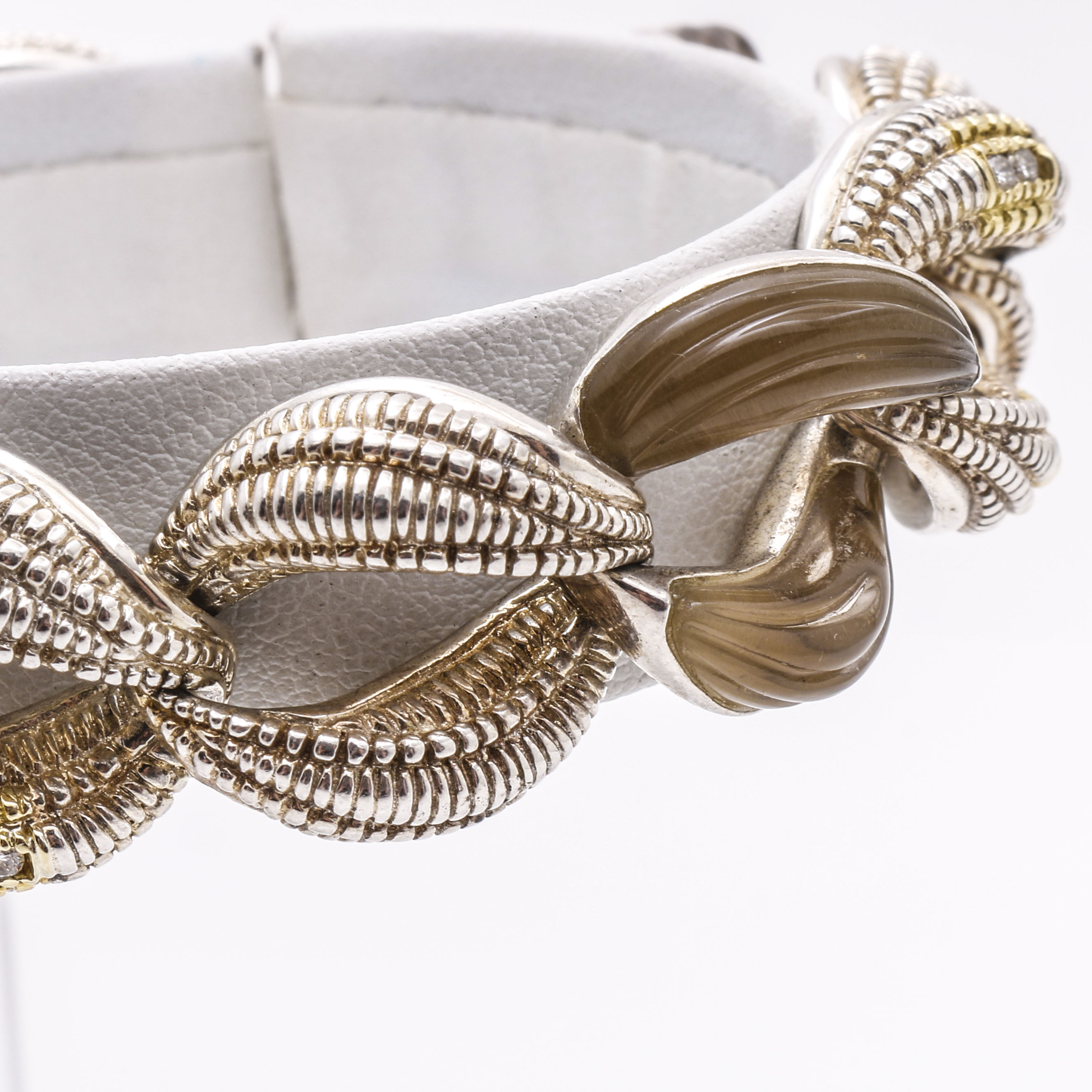 Judith Ripka Sterling Silver Diamond and Quartz Bracelet