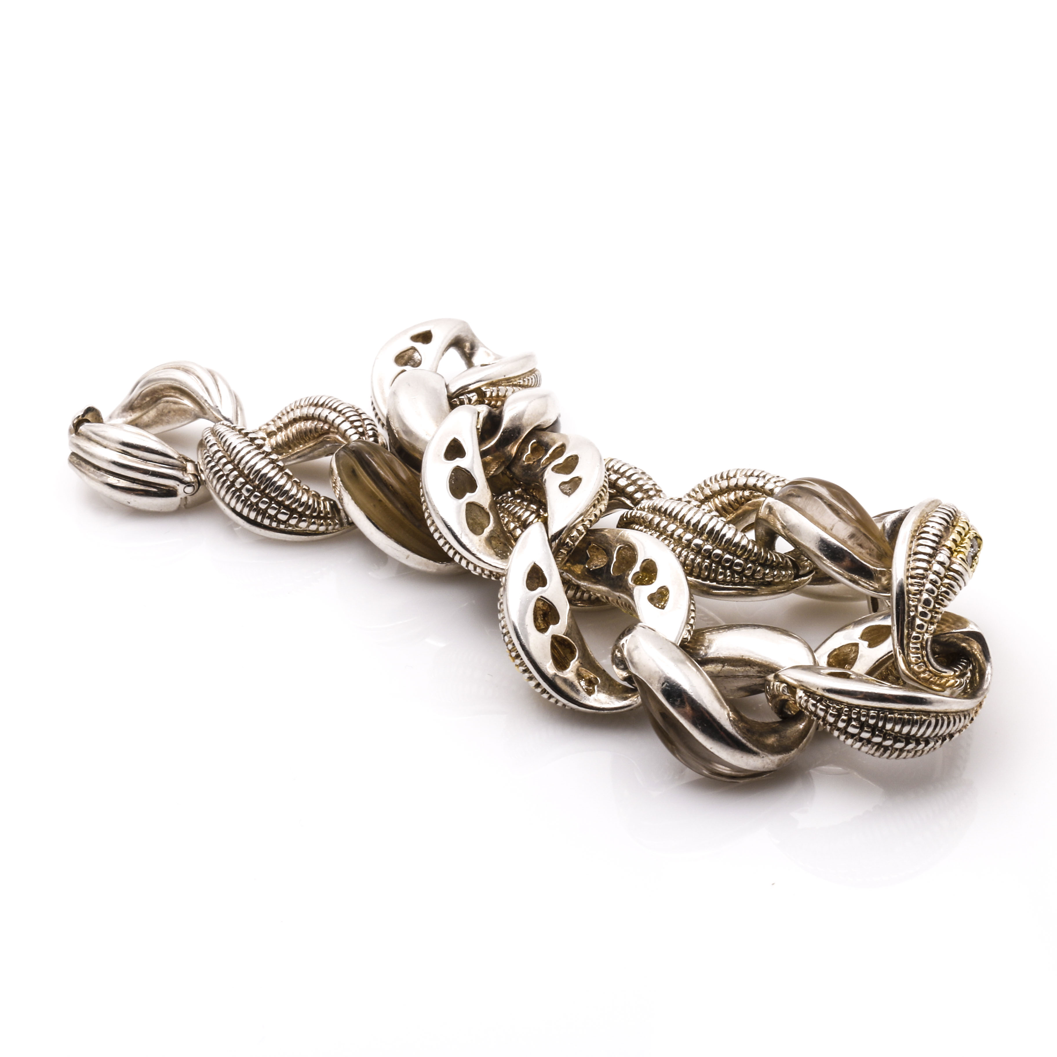 Judith Ripka Sterling Silver Diamond and Quartz Bracelet