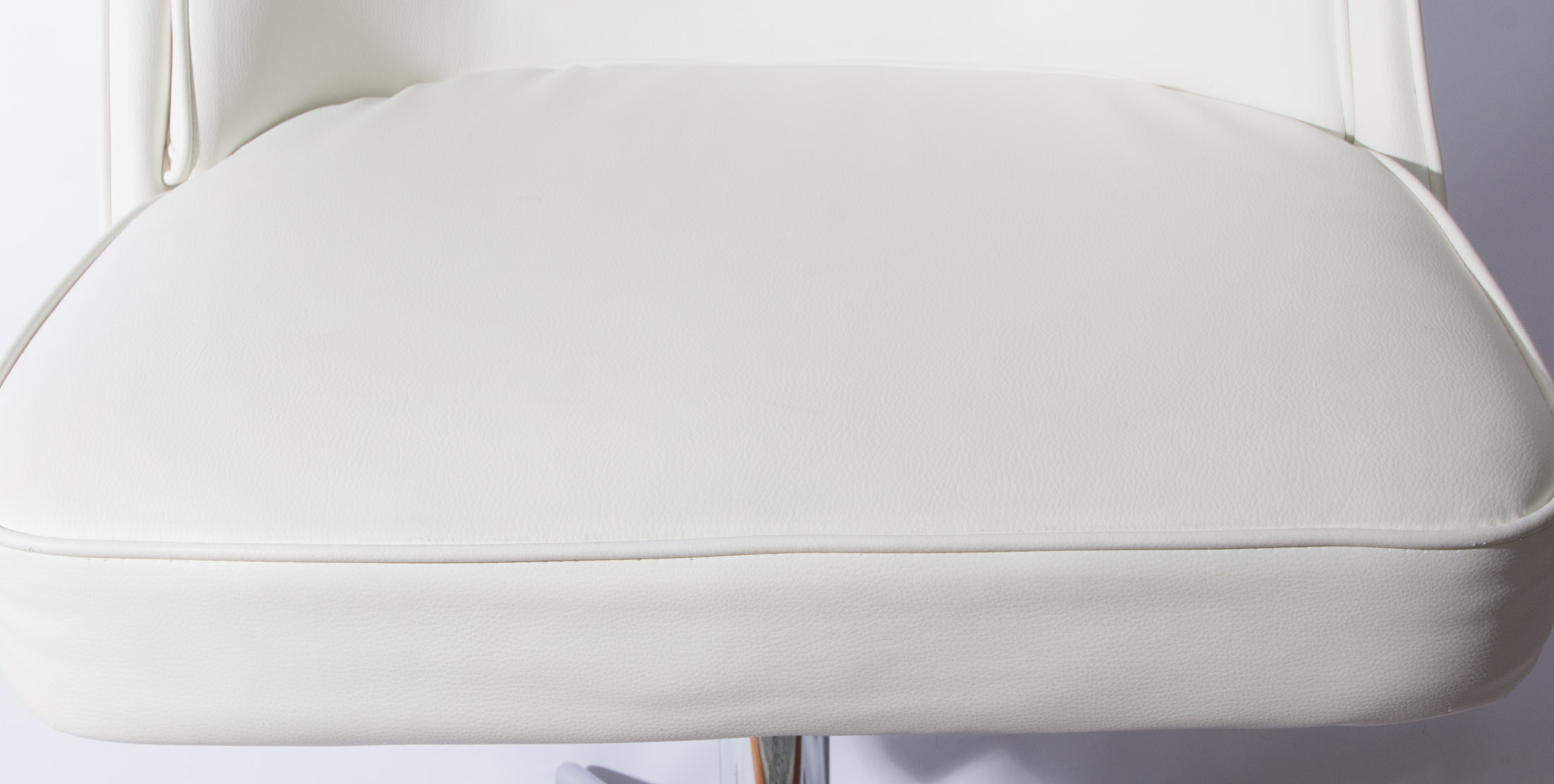 White Leather Rolling Desk Chair by Tainoki