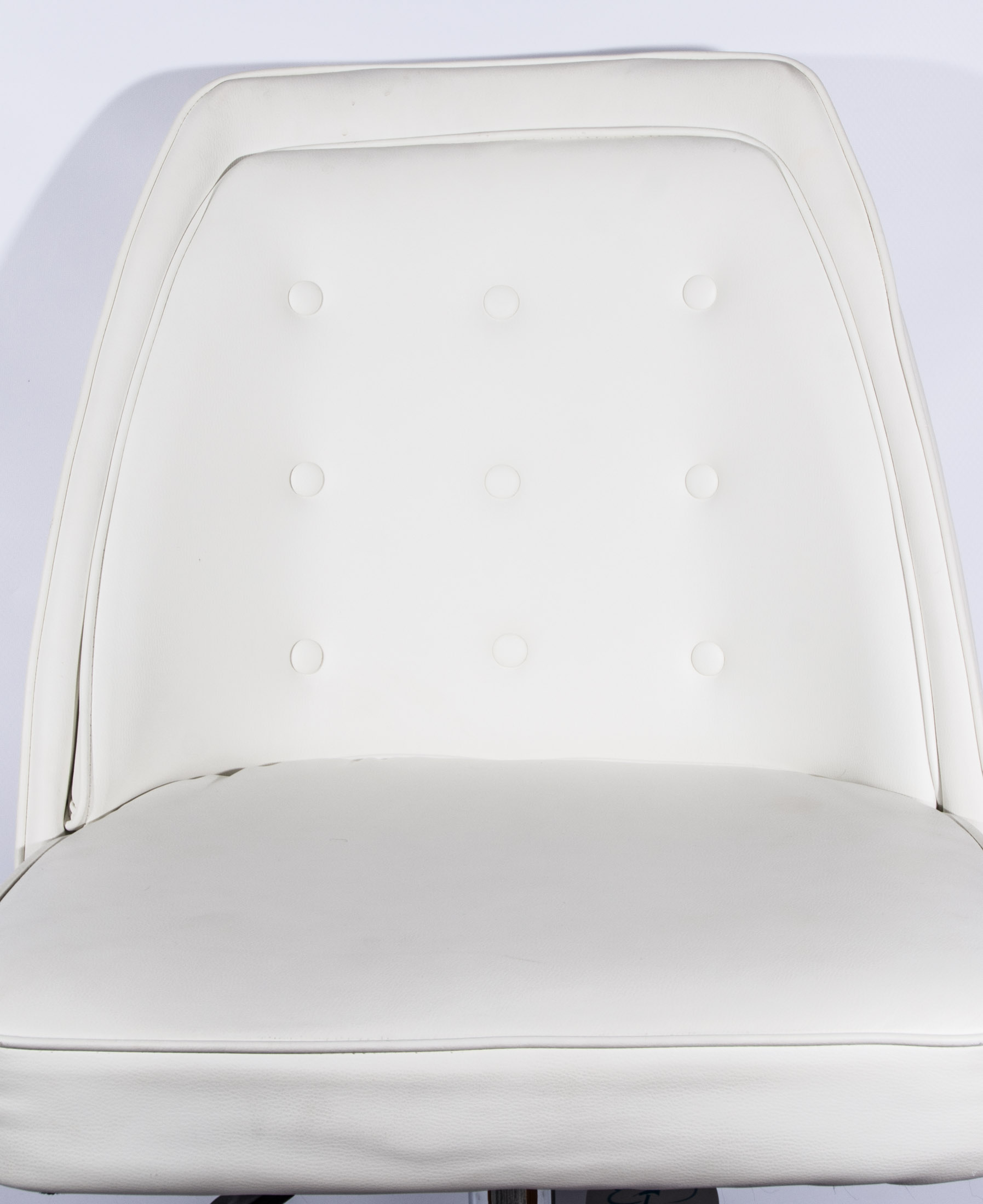 White Leather Rolling Desk Chair by Tainoki