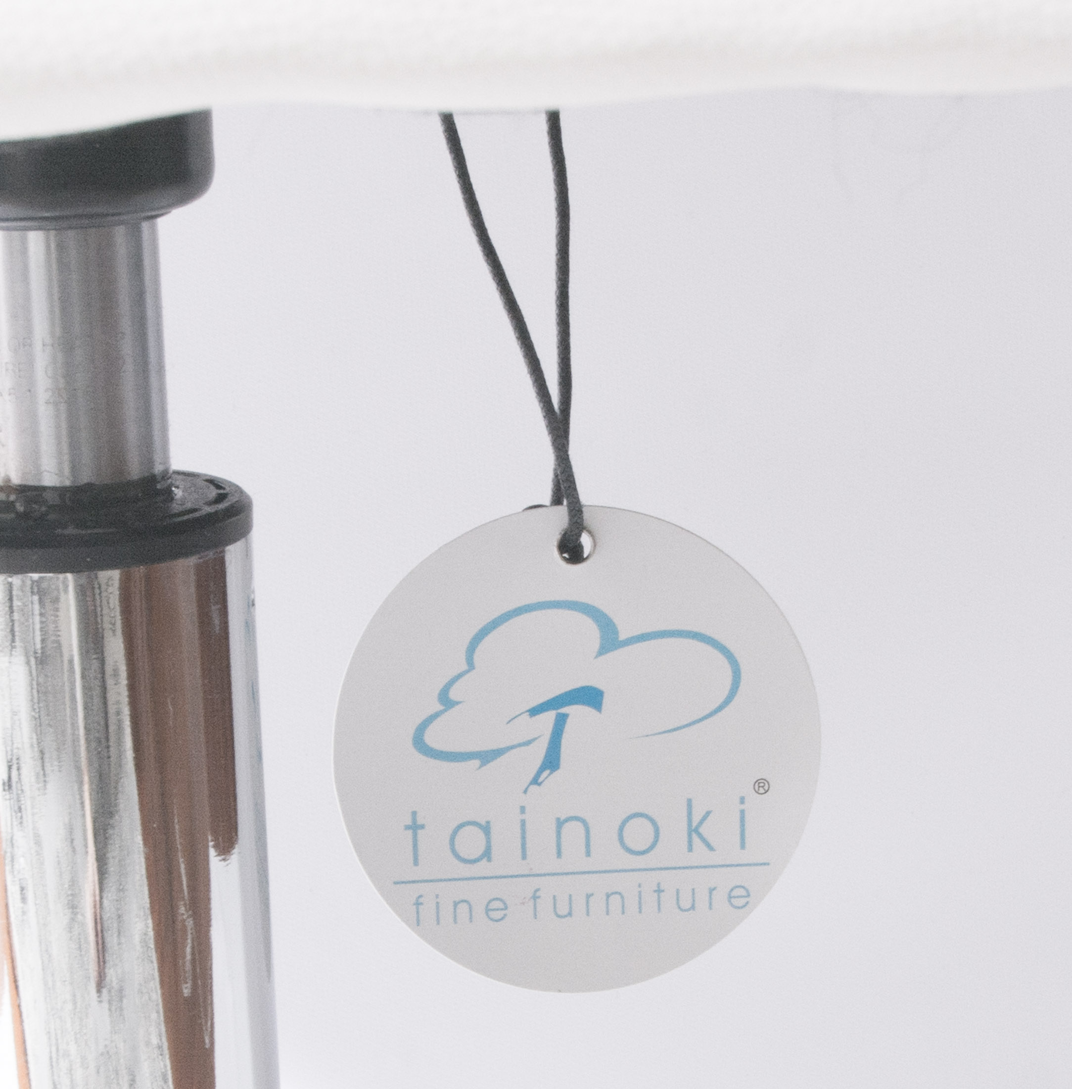 White Leather Rolling Desk Chair by Tainoki