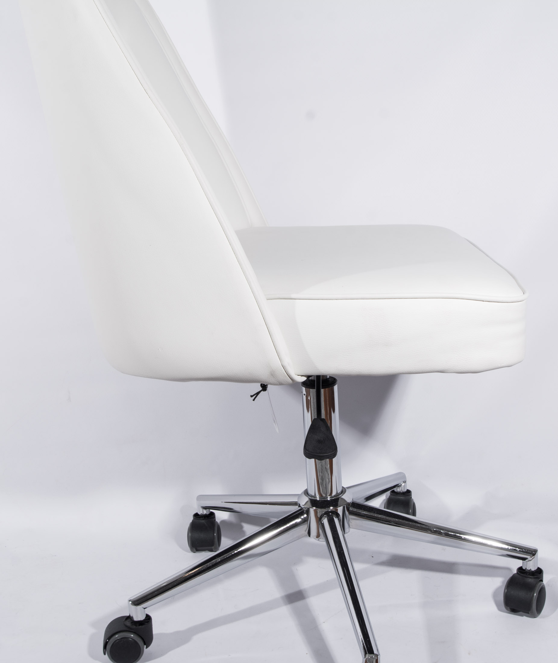 White Leather Rolling Desk Chair by Tainoki