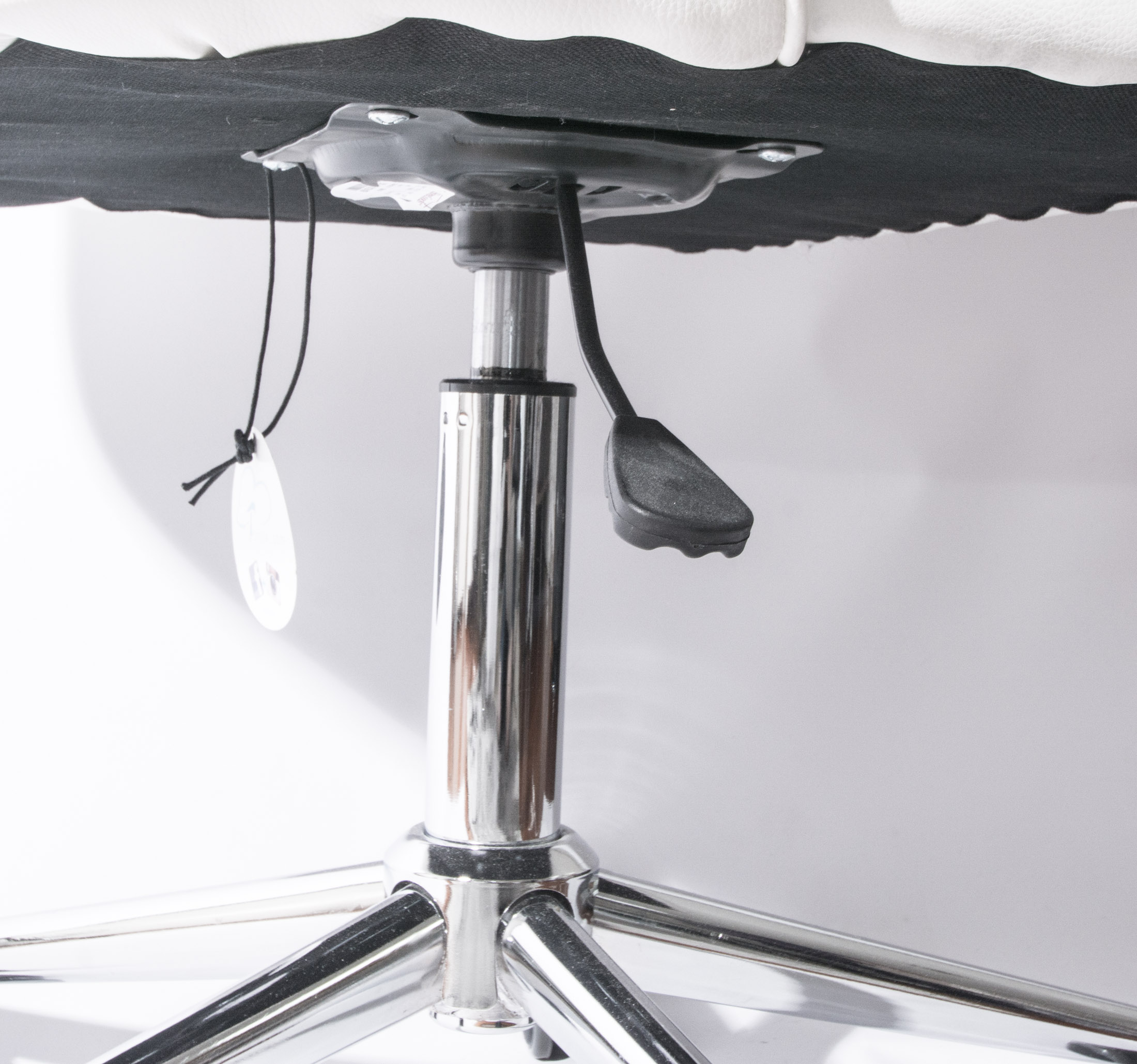 White Leather Rolling Desk Chair by Tainoki