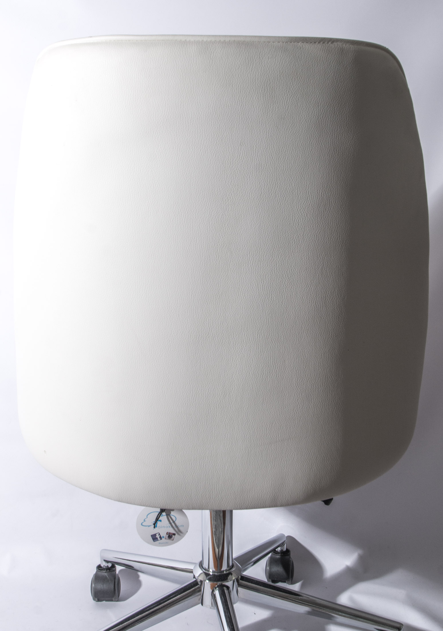 White Leather Rolling Desk Chair by Tainoki