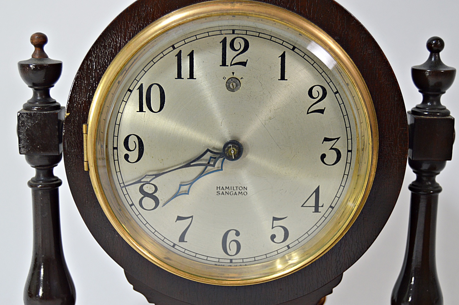 Two Vintage Wood Case Mantle Clocks