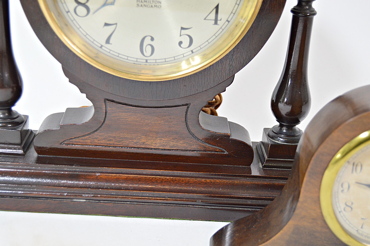 Two Vintage Wood Case Mantle Clocks