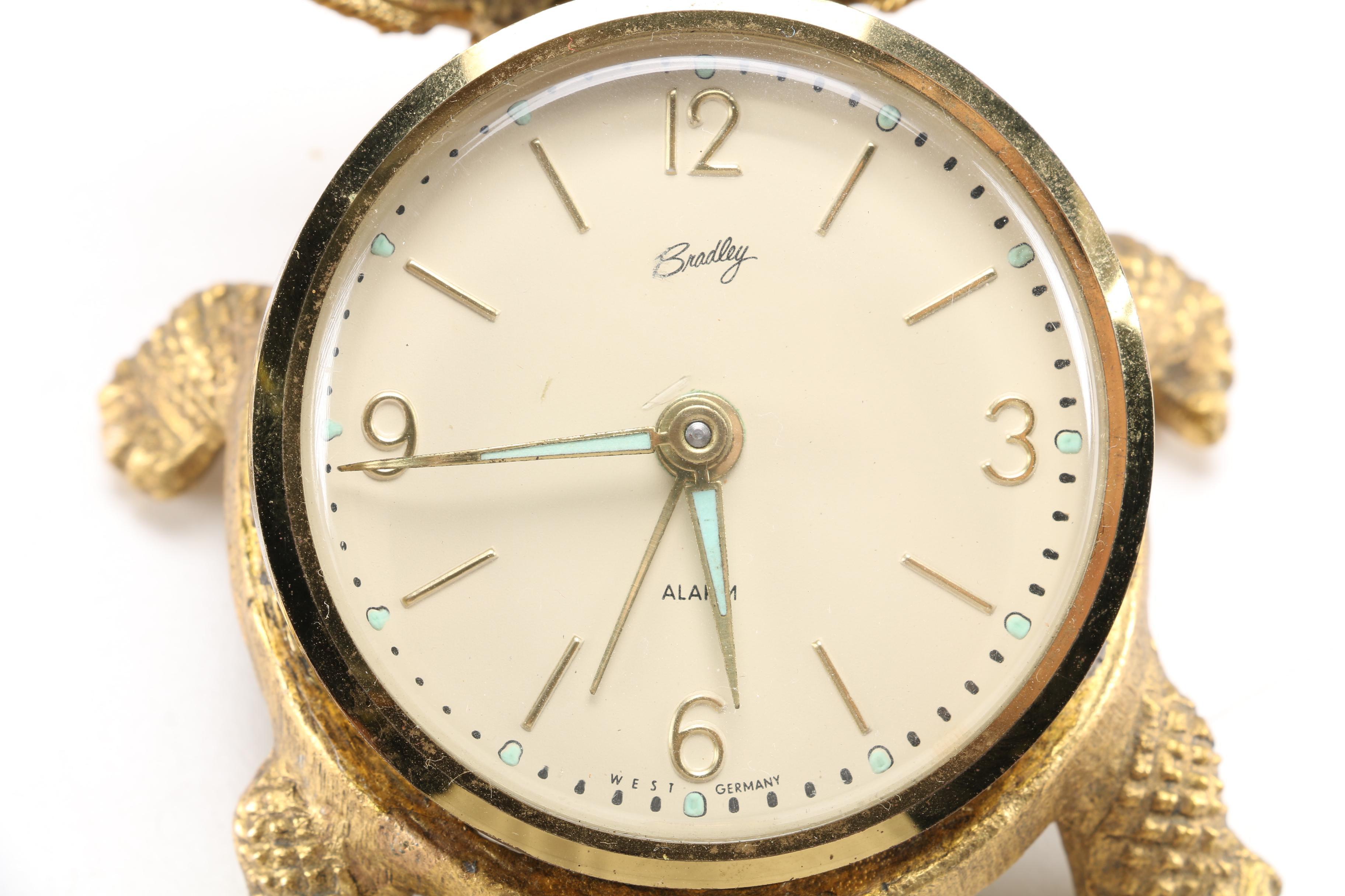 Gold-Tone Turtle Desk Bell and Alarm Clock