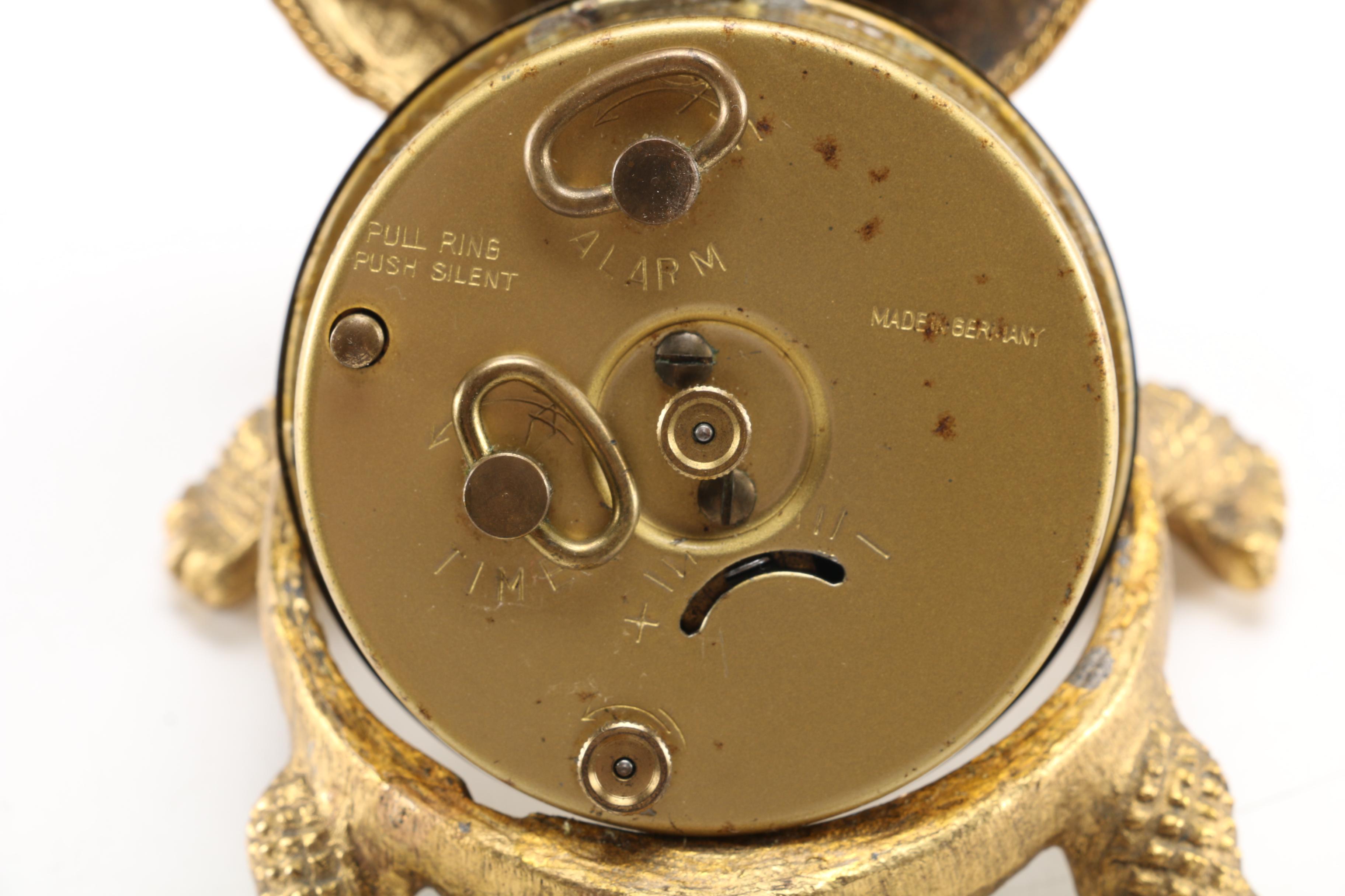 Gold-Tone Turtle Desk Bell and Alarm Clock