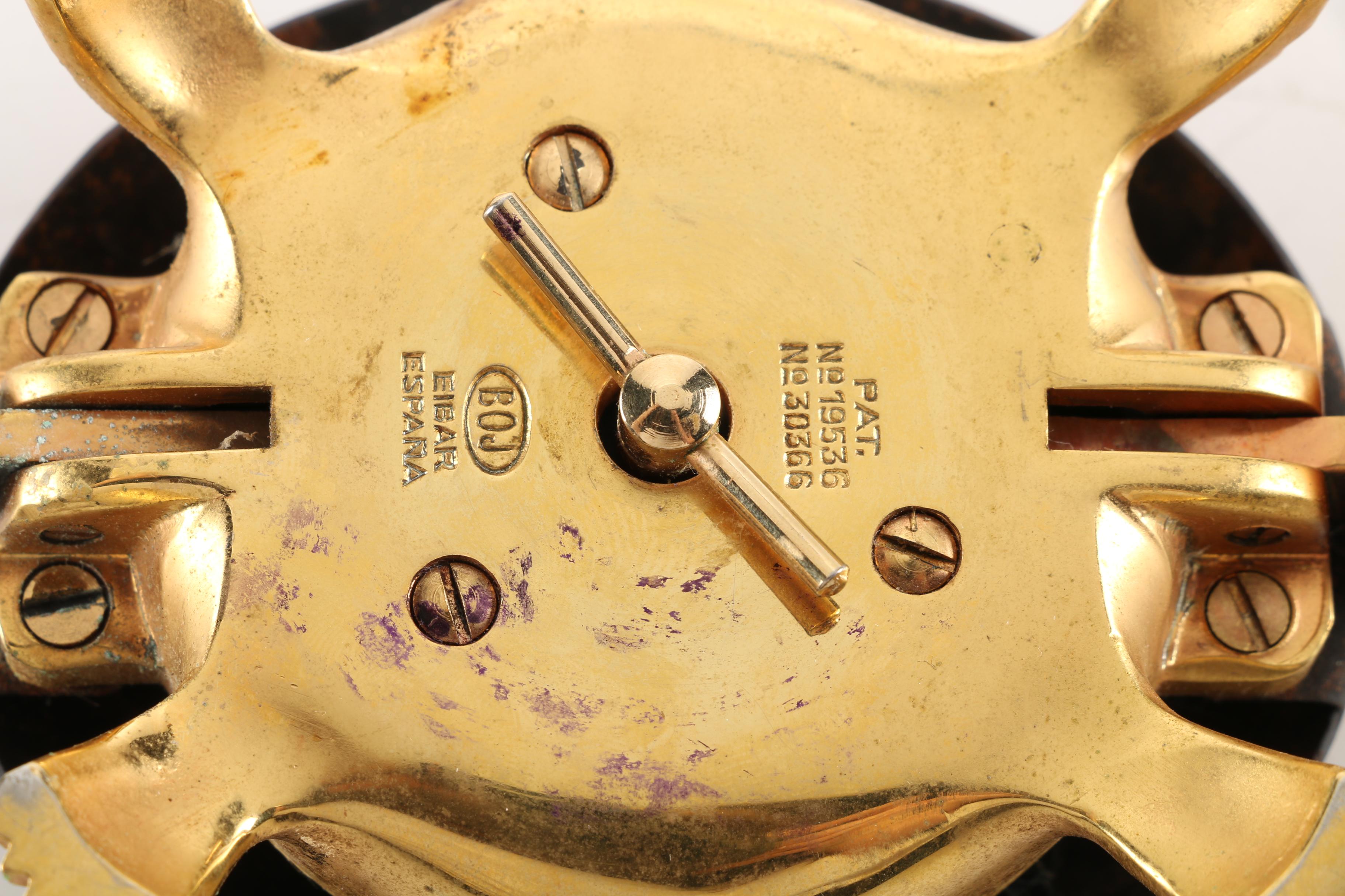 Gold-Tone Turtle Desk Bell and Alarm Clock