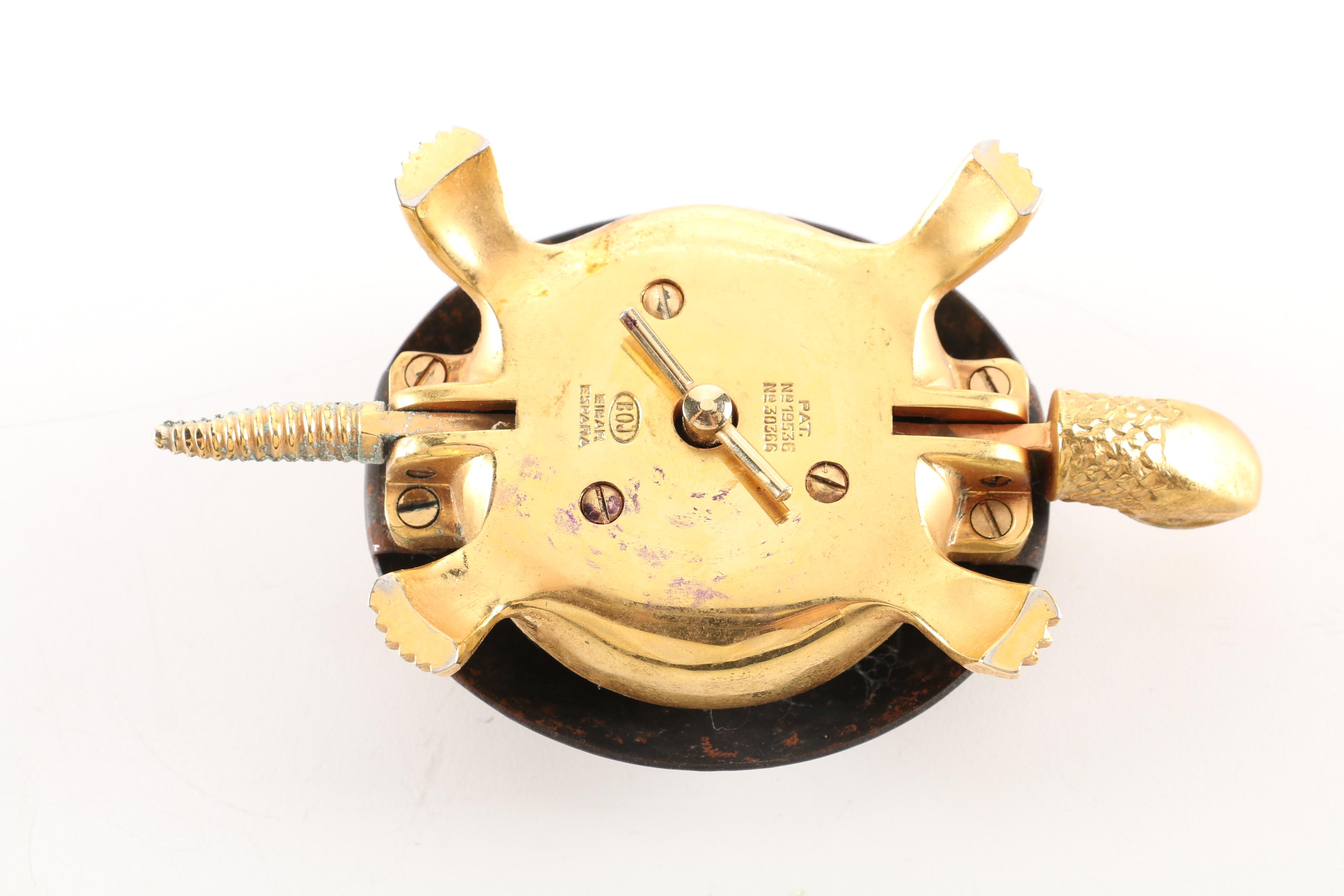 Gold-Tone Turtle Desk Bell and Alarm Clock