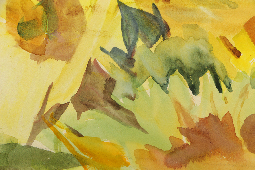 Pia Messina Watercolor on Paper "Roman Sunflowers"