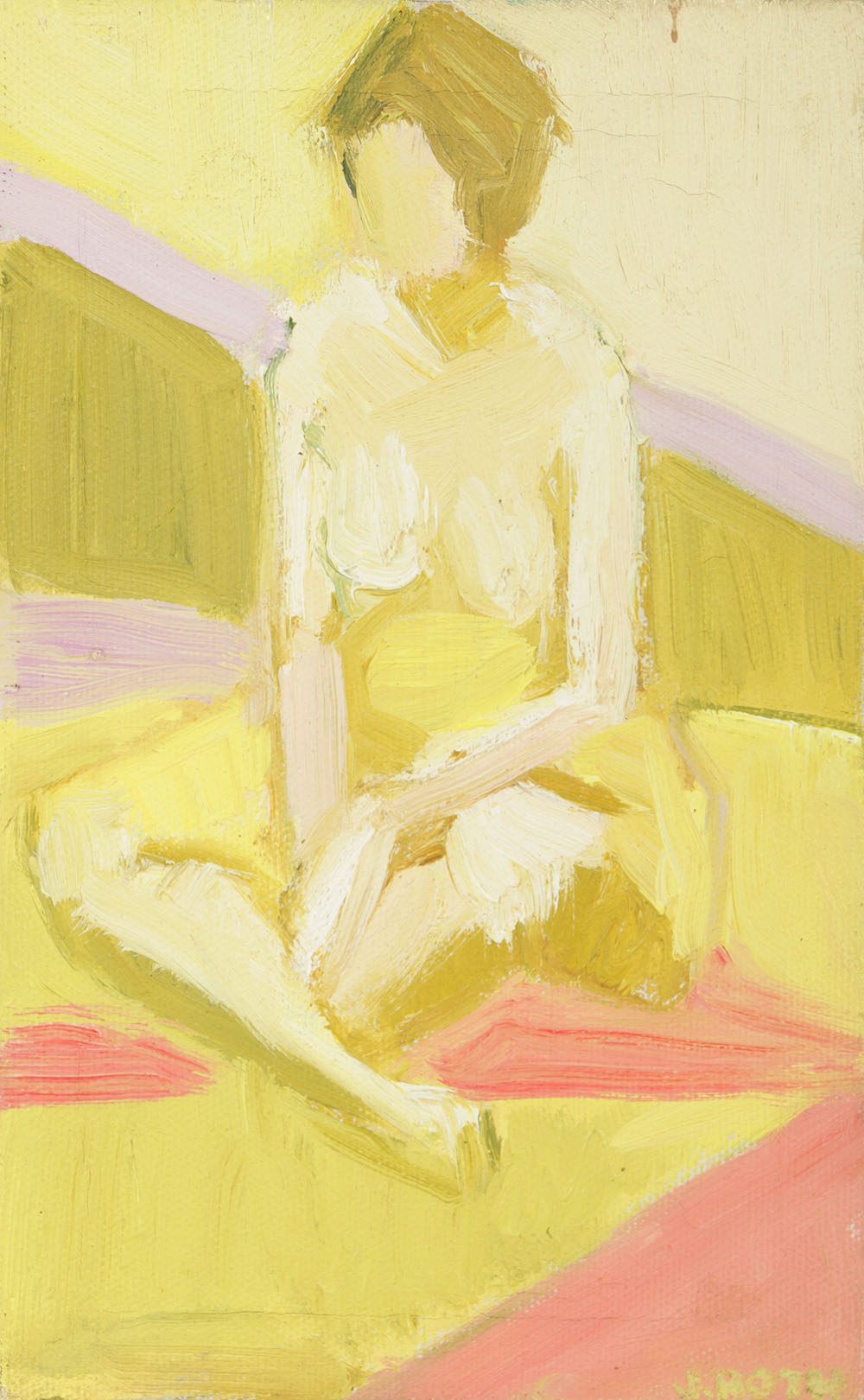 June Roth Oil Painting on Canvas "Lavender Nude"