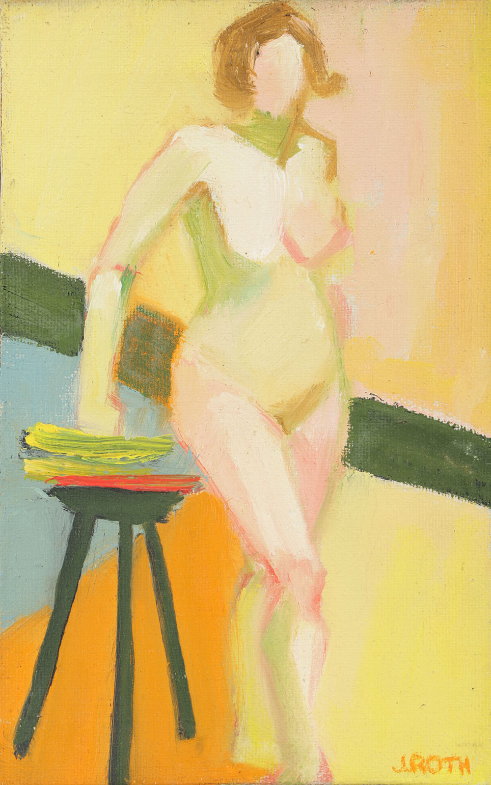 June Roth Oil Painting on Canvas Abstract Female Nude
