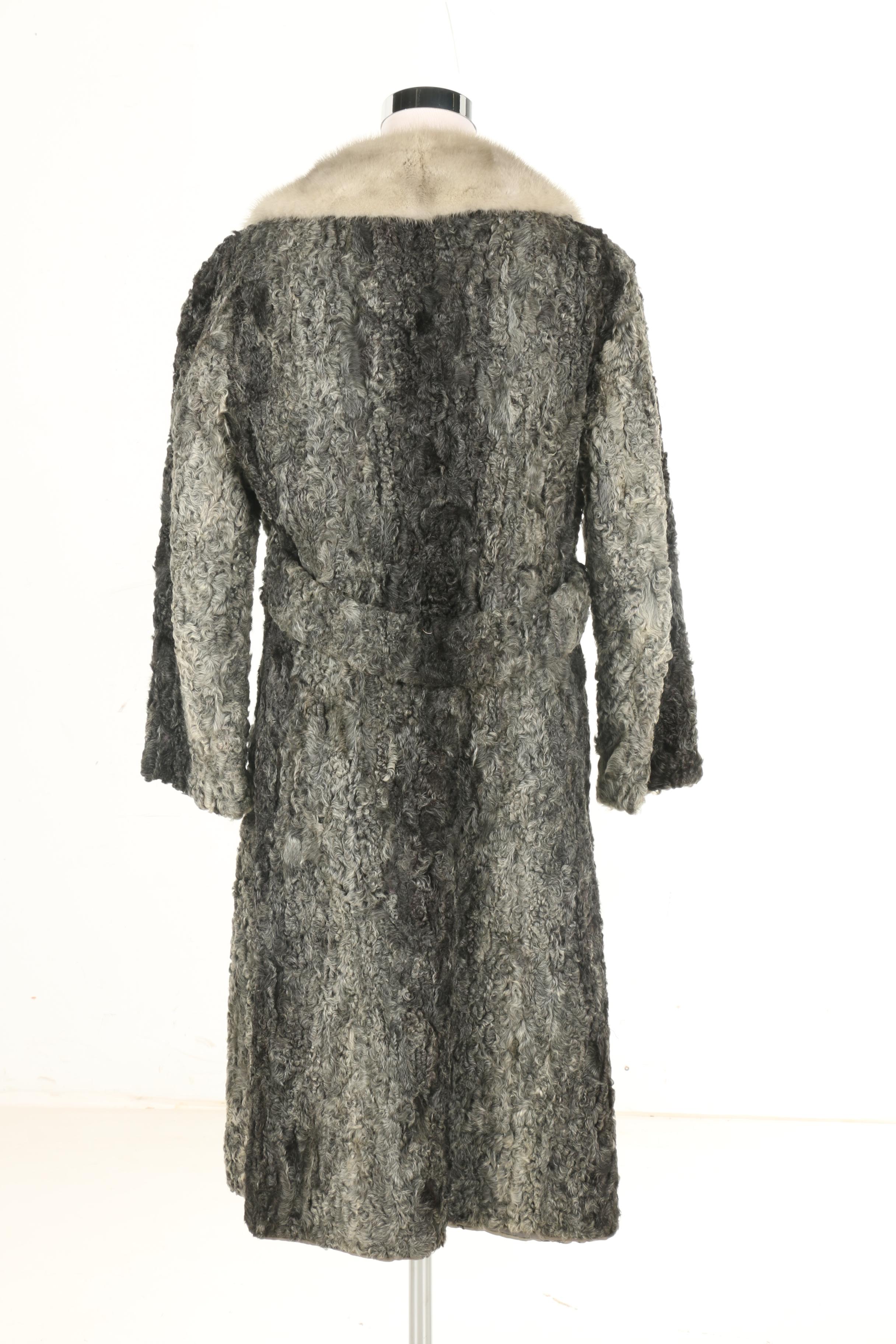Philip Lerner Furs Persian Lamb Coat with Mink Collar