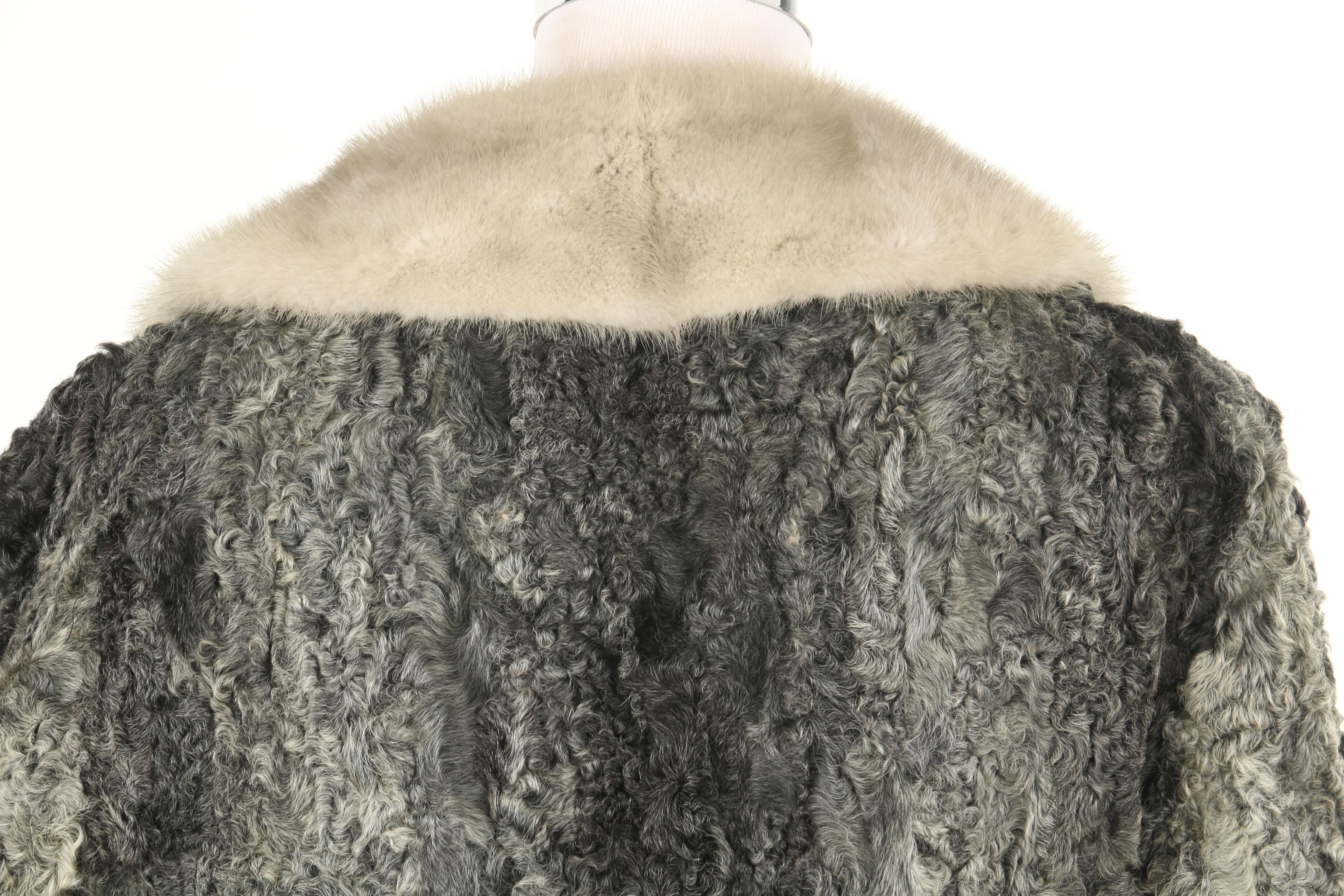Philip Lerner Furs Persian Lamb Coat with Mink Collar