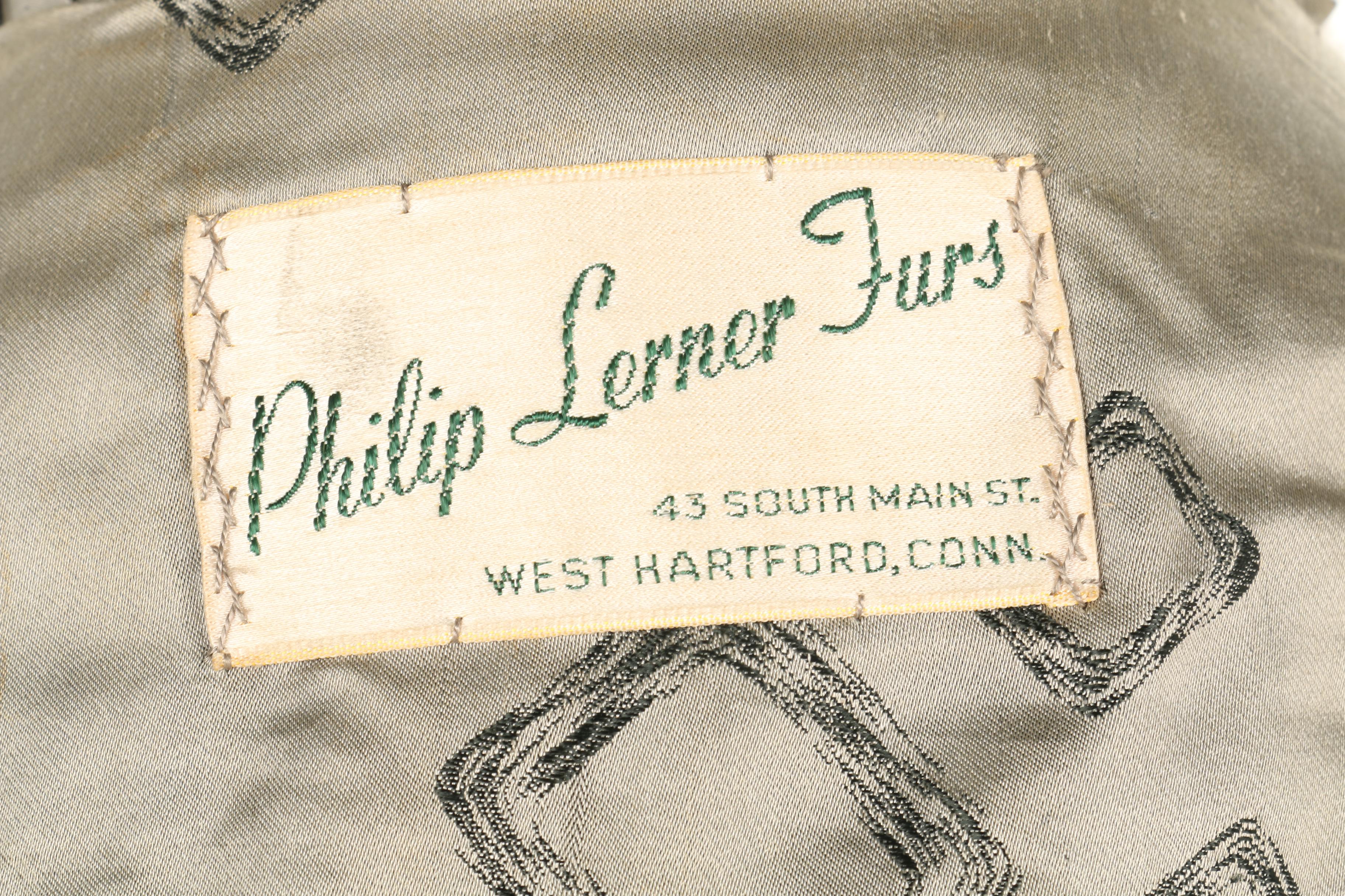 Philip Lerner Furs Persian Lamb Coat with Mink Collar