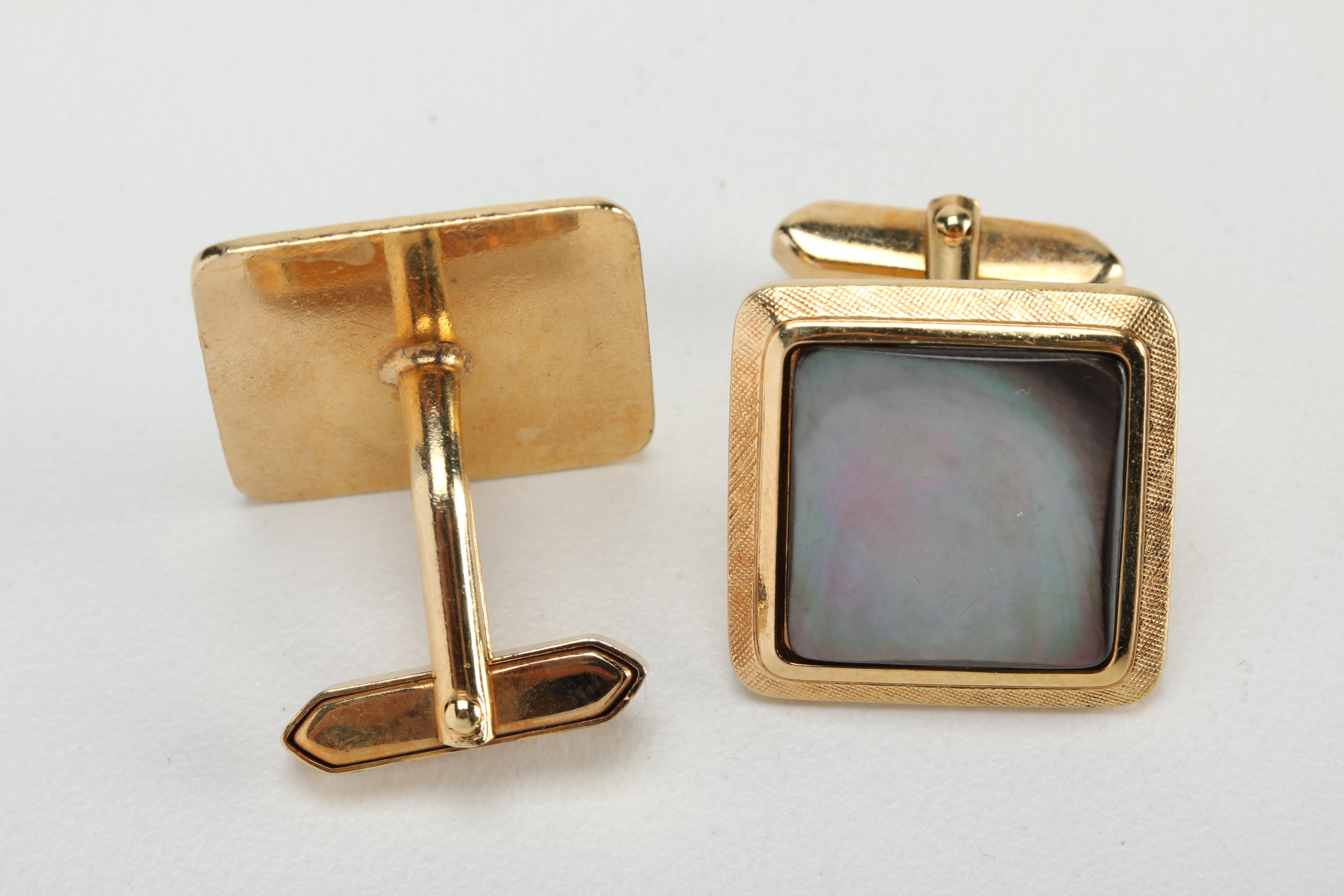 Men's Accessories With Leather Case, Including Cufflinks and Pocket Knife