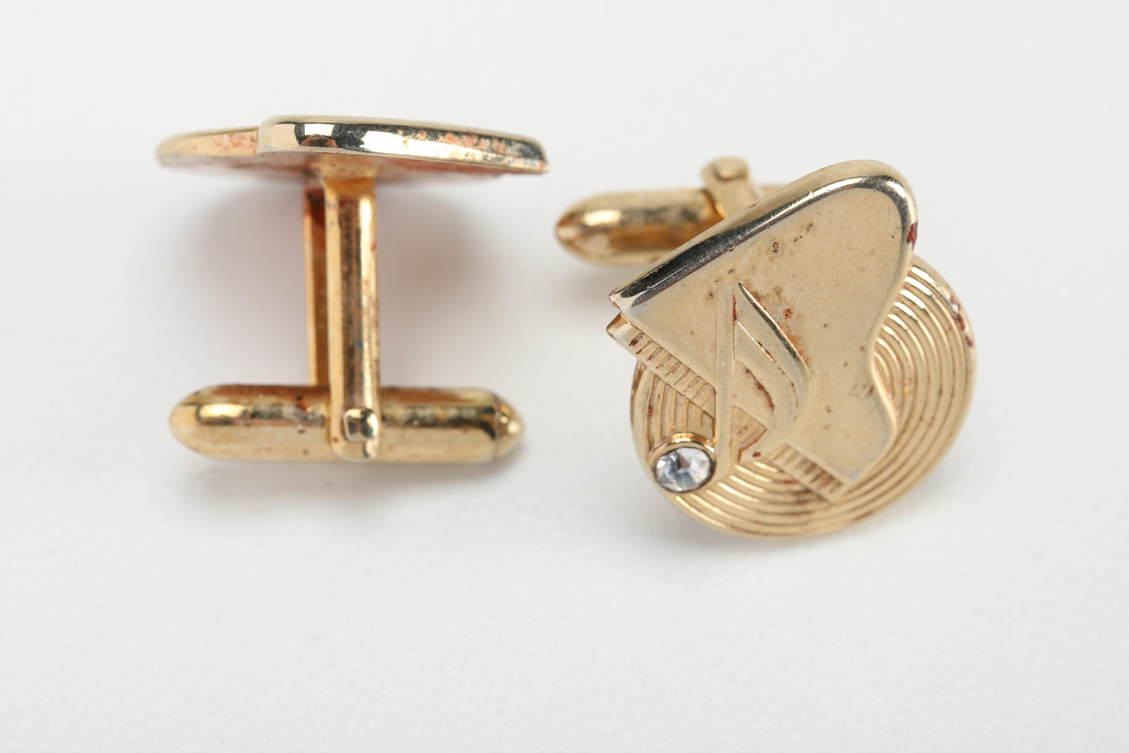 Men's Accessories With Leather Case, Including Cufflinks and Pocket Knife