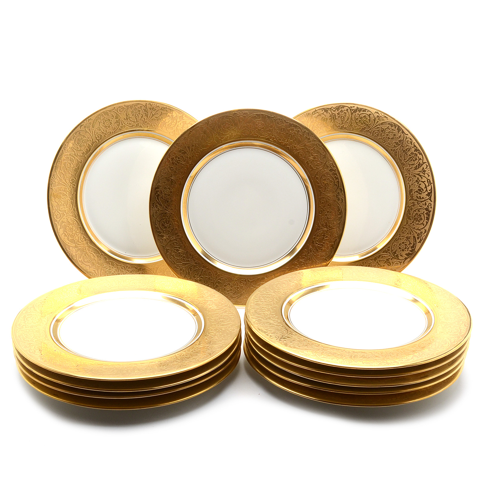 Herschede Jewelers Dinner Plates with Gilt Rim