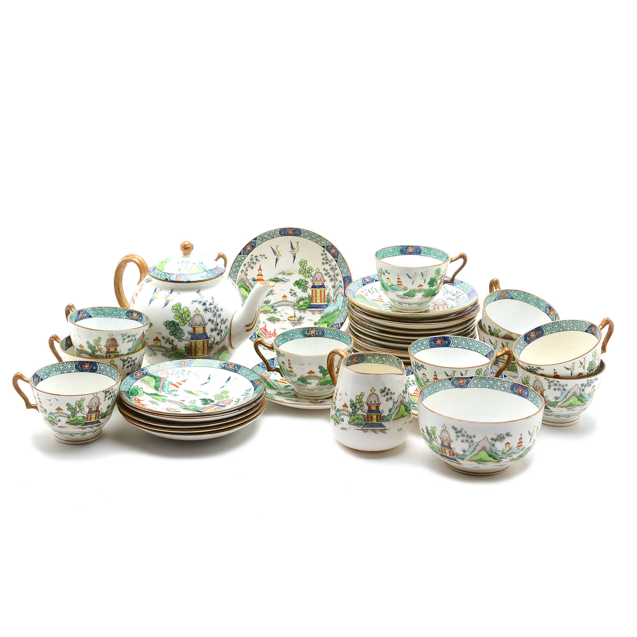 Crown Staffordshire "Ye Olde Willow" China Tea Set
