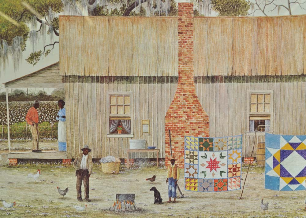 Jack Meyers Signed Offset Lithograph "Airing the Quilts"