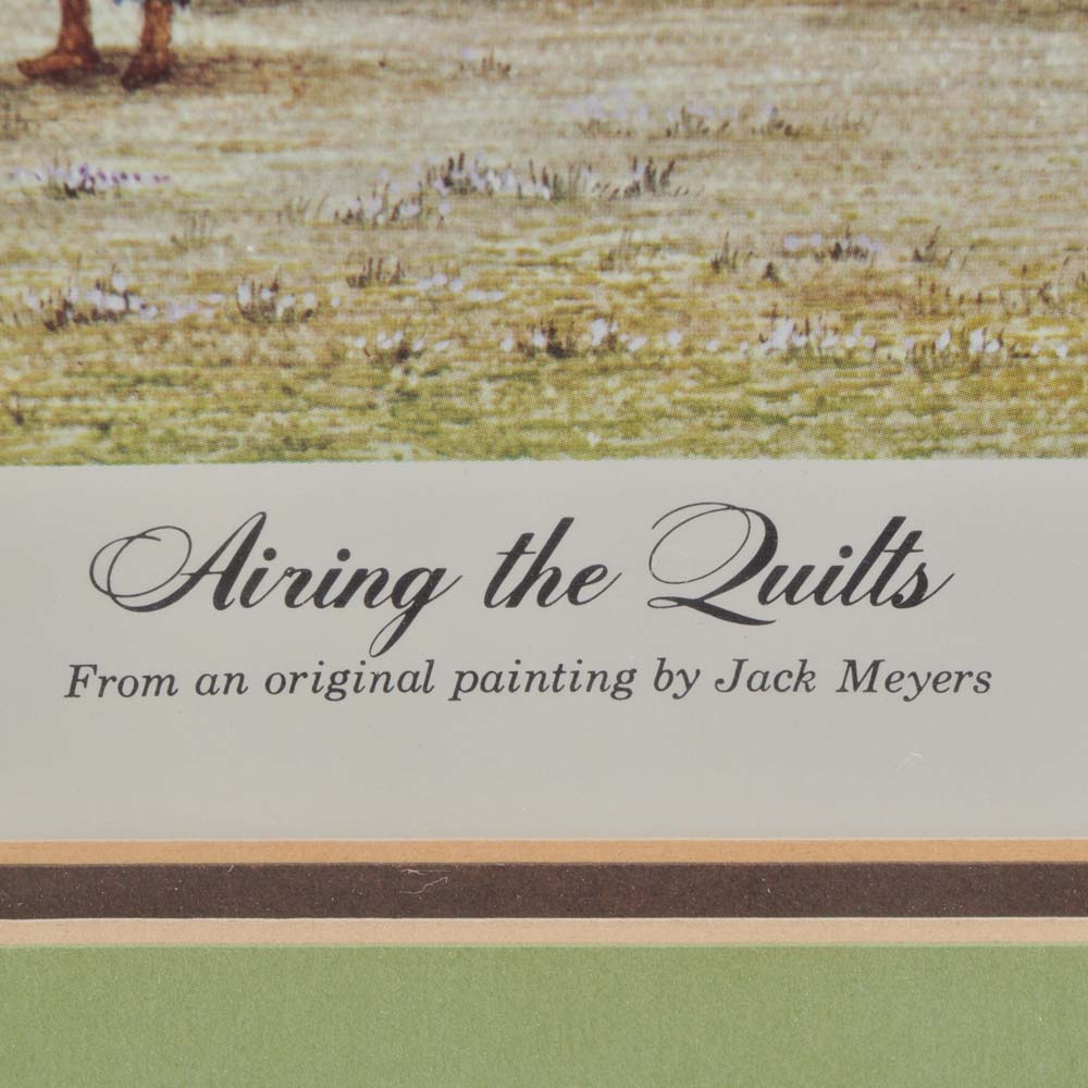Jack Meyers Signed Offset Lithograph "Airing the Quilts"