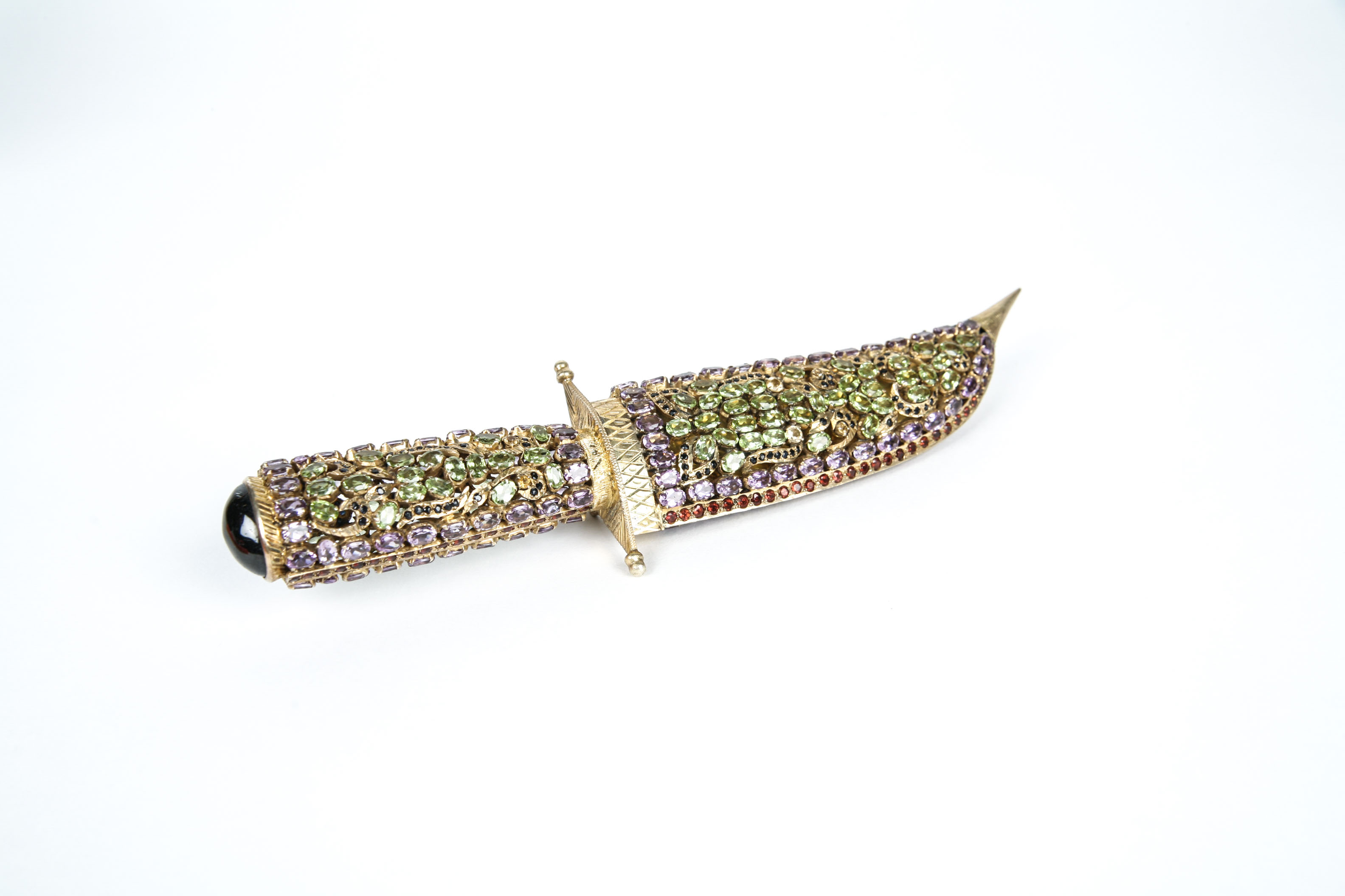 Vintage 870 Silver Jewel Encrusted Dagger