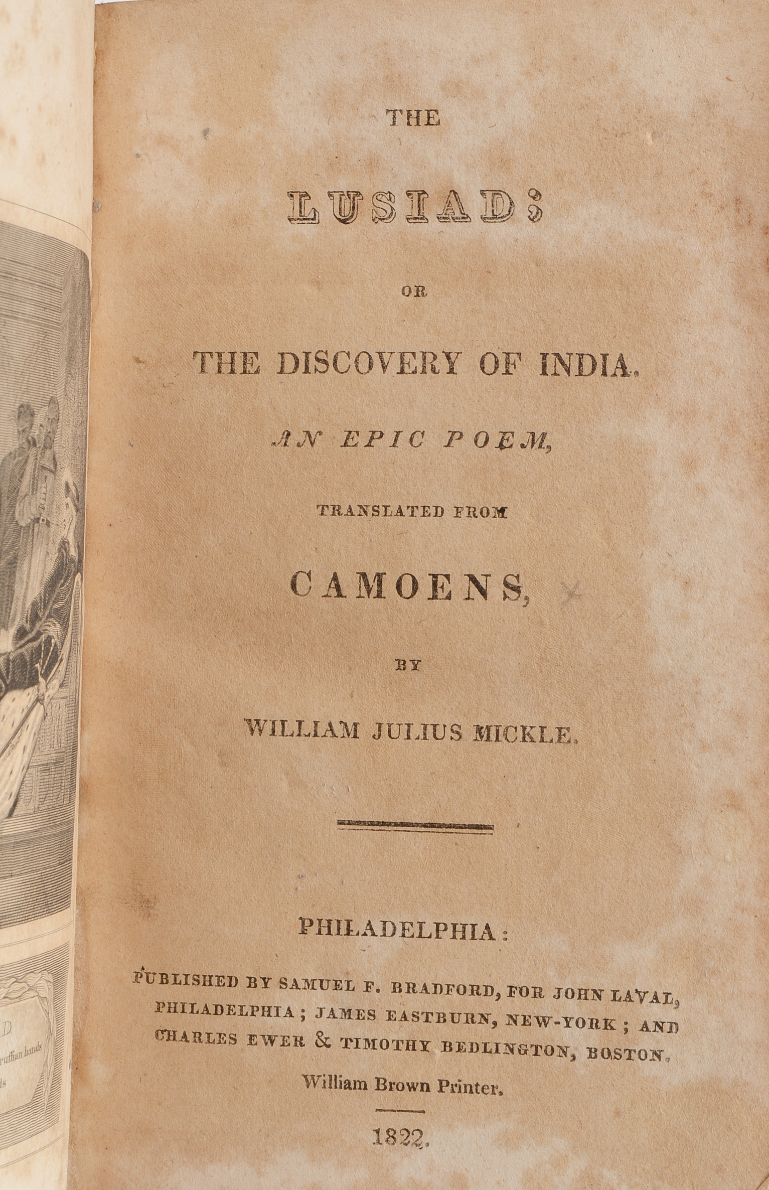 1822 English Translation of "The Lusiad" of Camoens