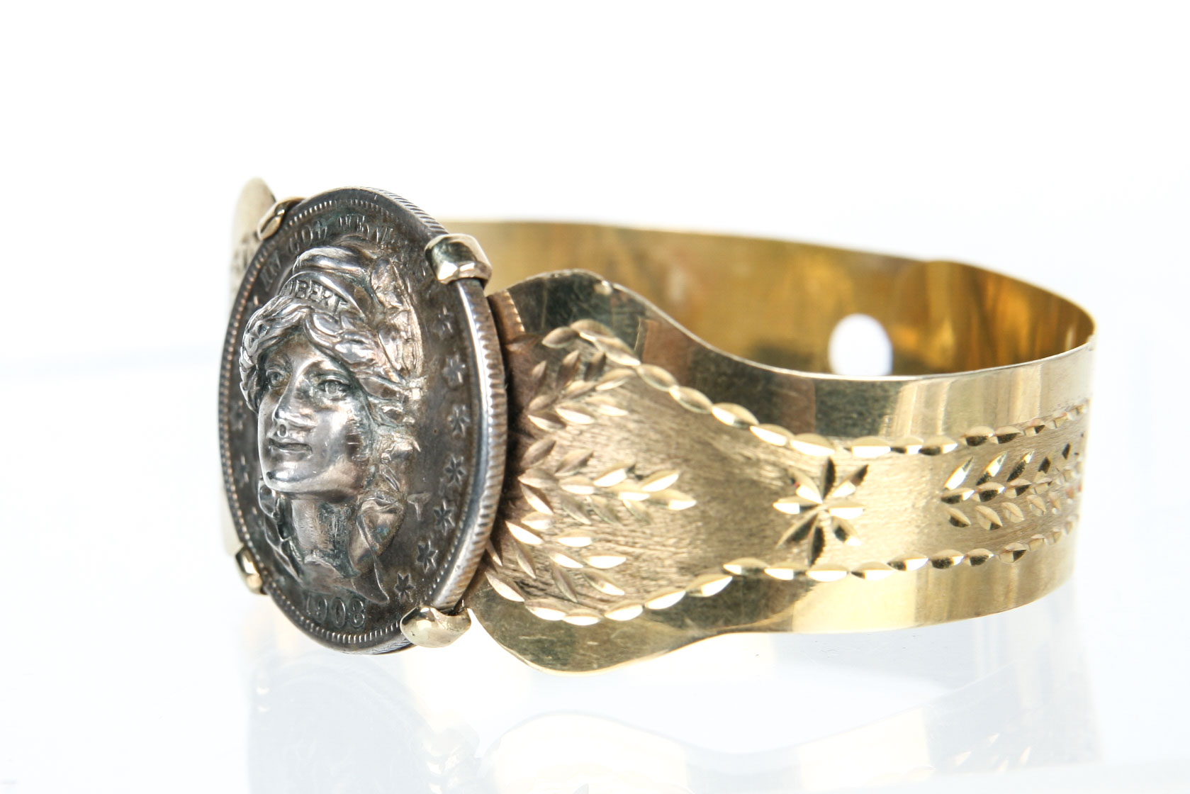 Gold Tone Liberty Coin Bracelet