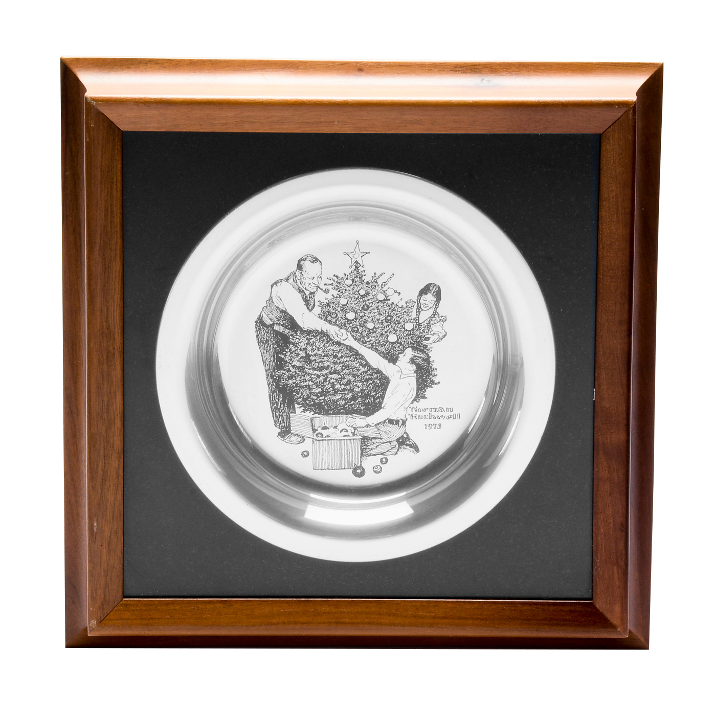 1973 Sterling Silver "Trimming The Tree" Plate by N. Rockwell
