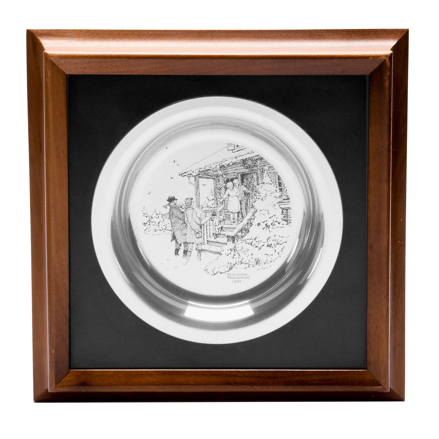 1975 Sterling Silver "Home for Christmas" Plate by N. Rockwell
