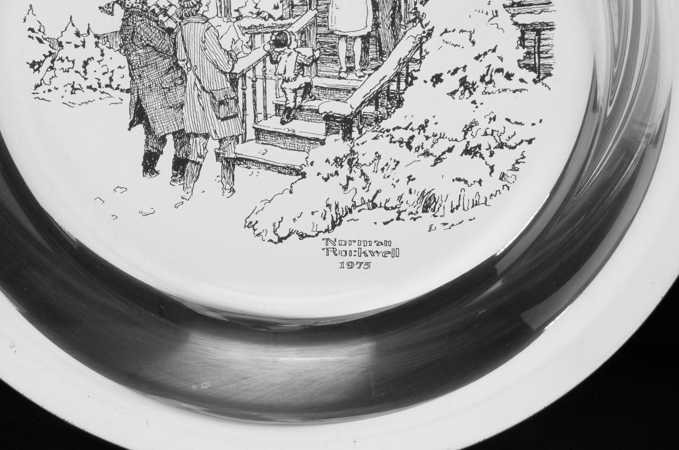 1975 Sterling Silver "Home for Christmas" Plate by N. Rockwell