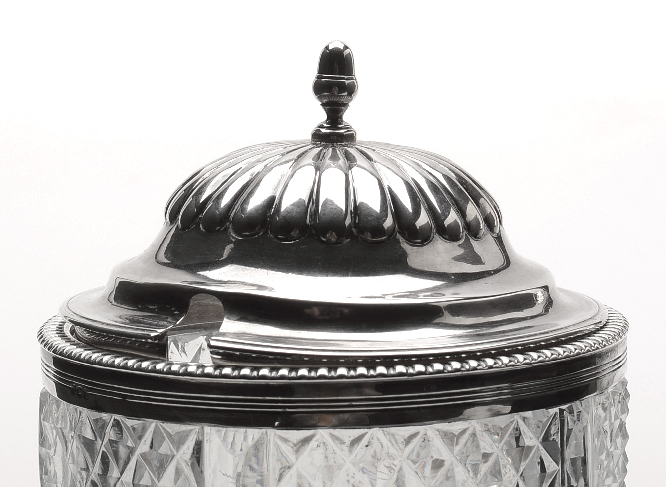 Two Crystal Sugar Bowls with Sterling Silver Lids