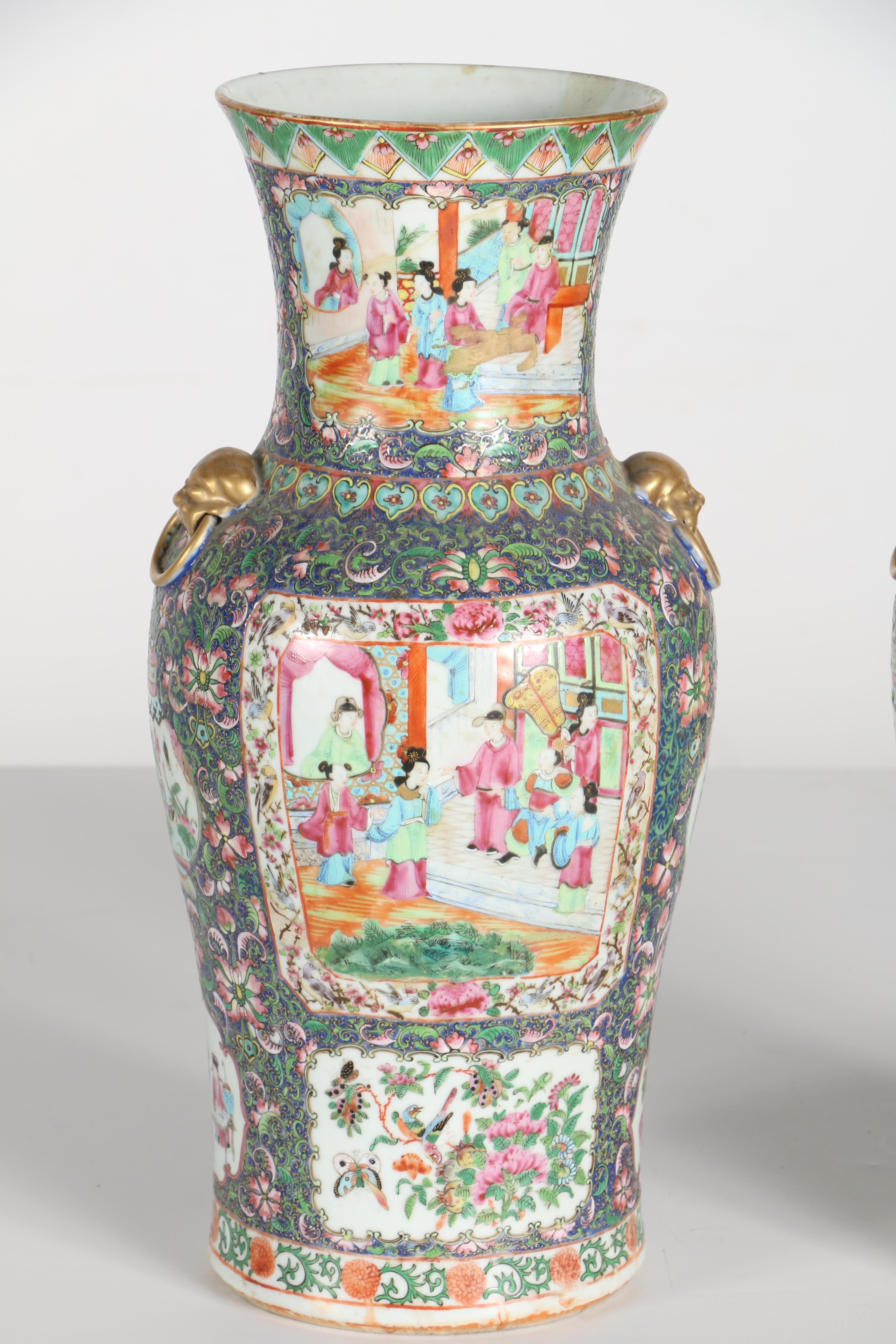 Chinese Rose Medallion Ceramic Vases