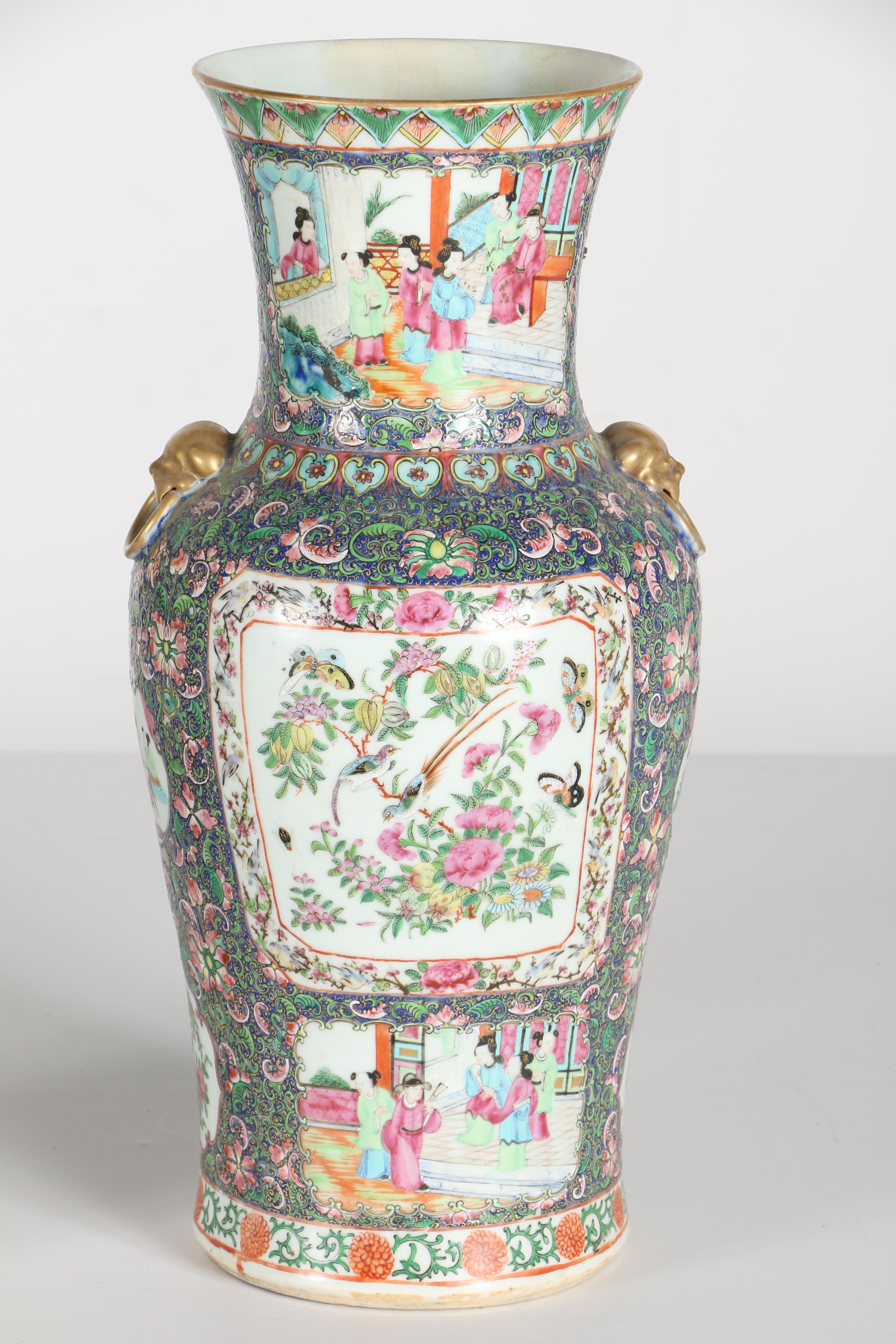 Chinese Rose Medallion Ceramic Vases