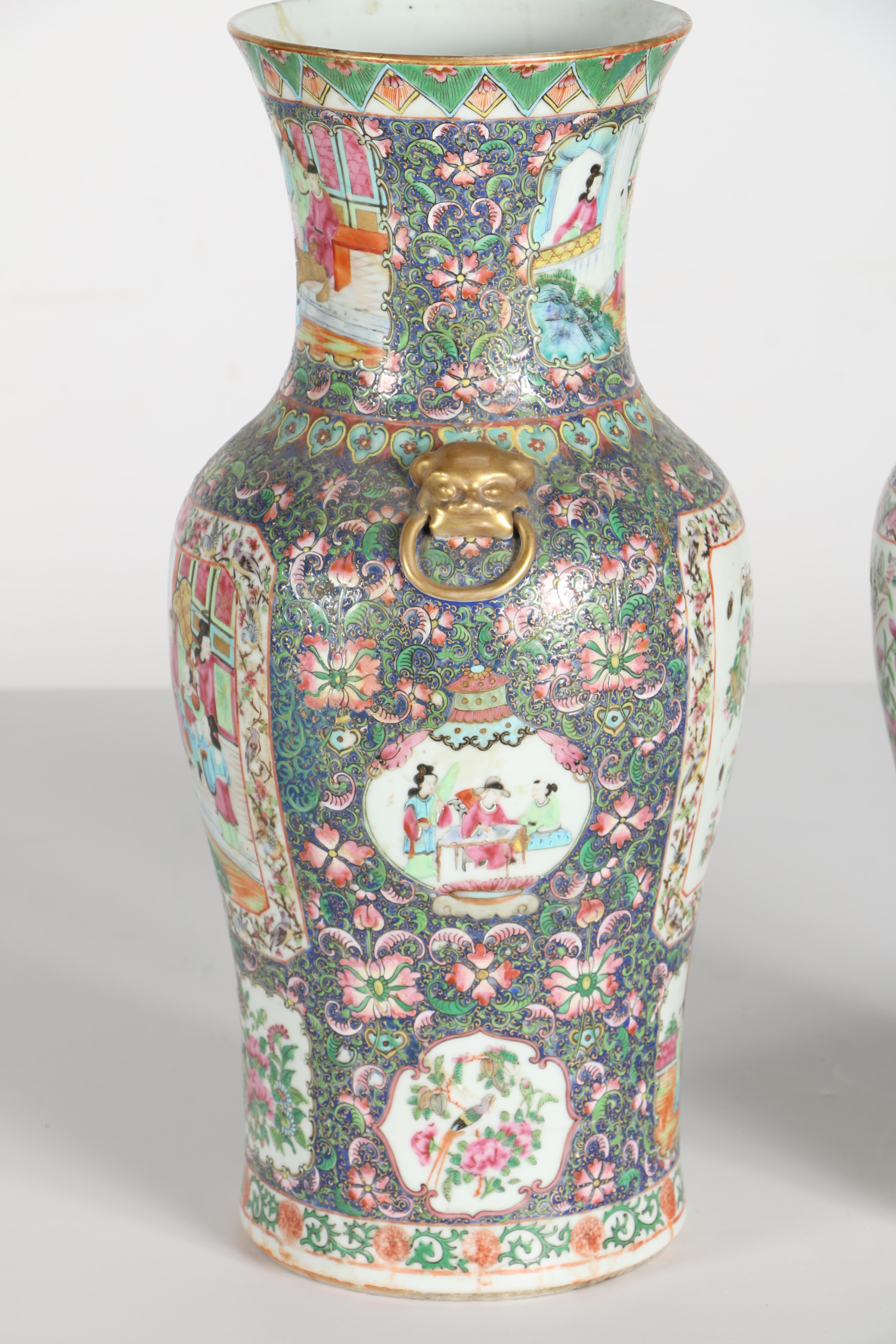 Chinese Rose Medallion Ceramic Vases
