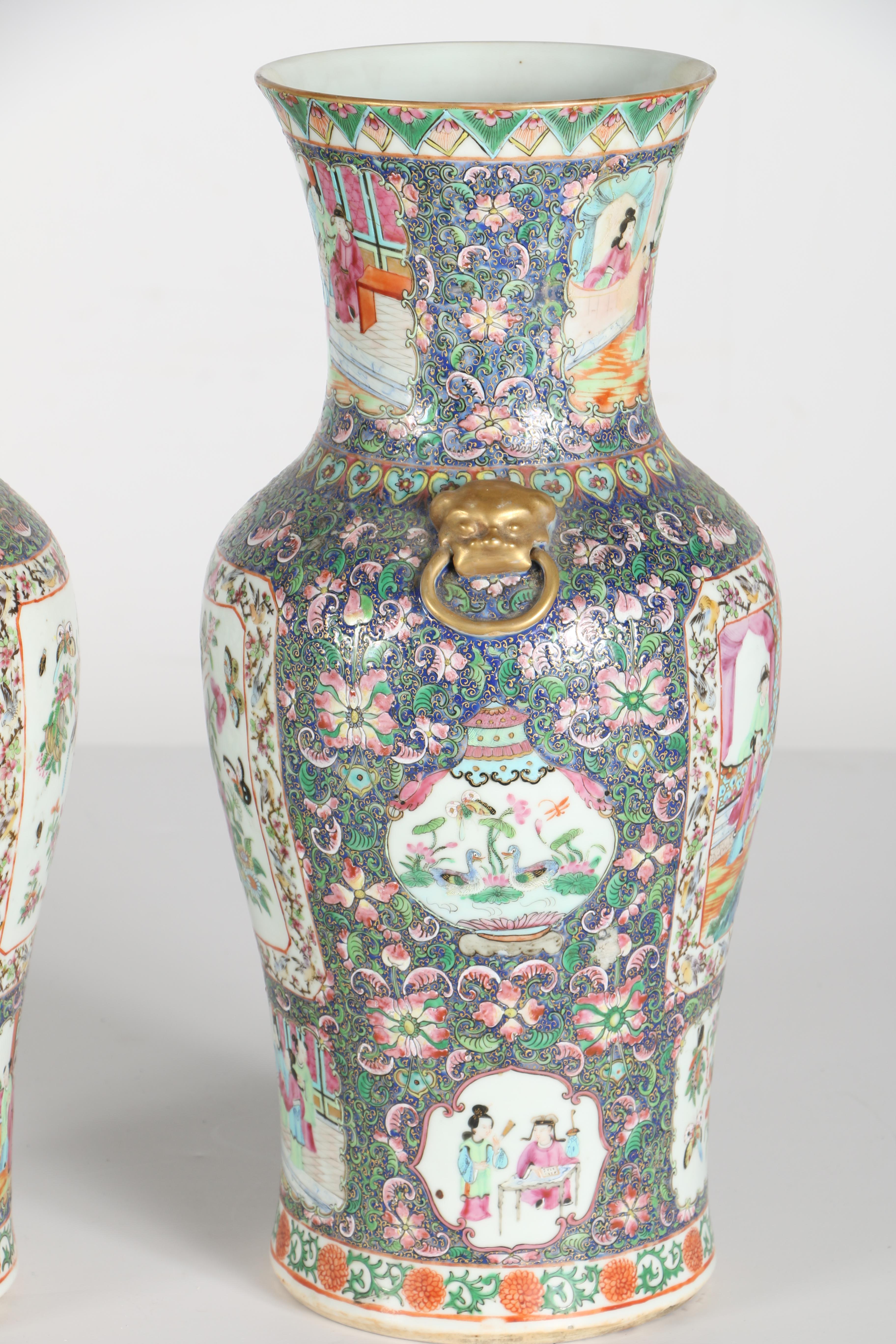 Chinese Rose Medallion Ceramic Vases