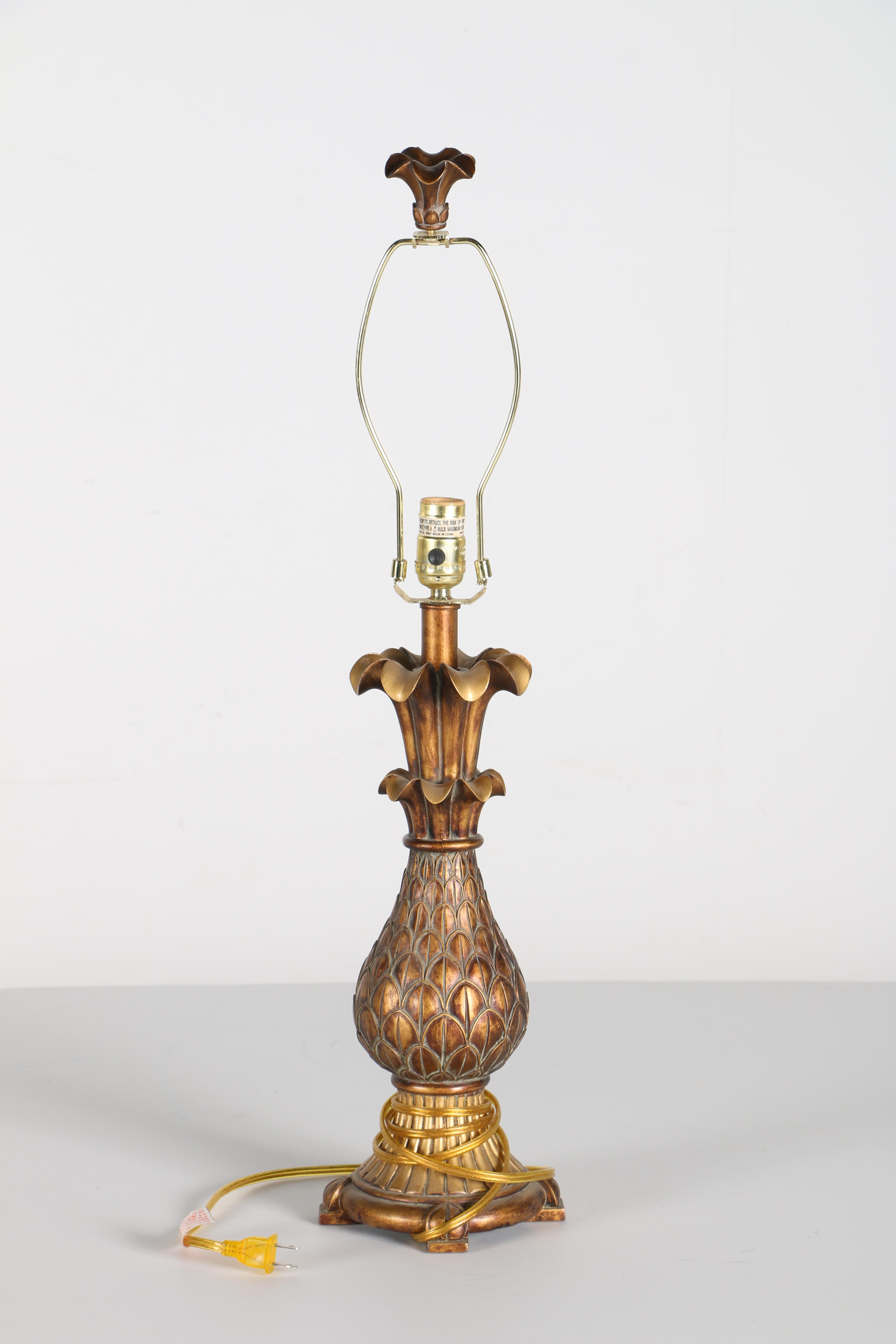 Gold Tone Pineapple Table Lamp