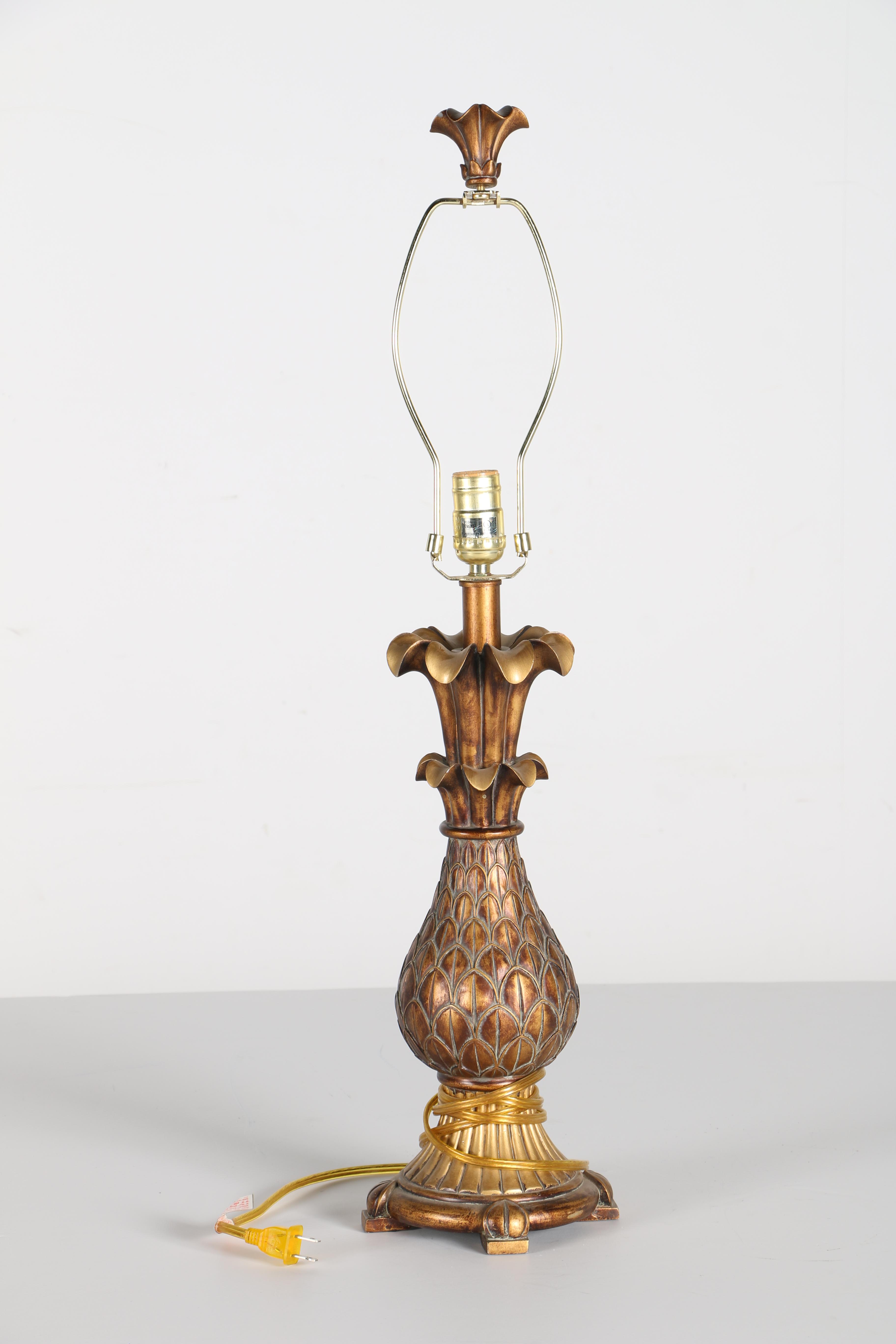 Gold Tone Pineapple Table Lamp