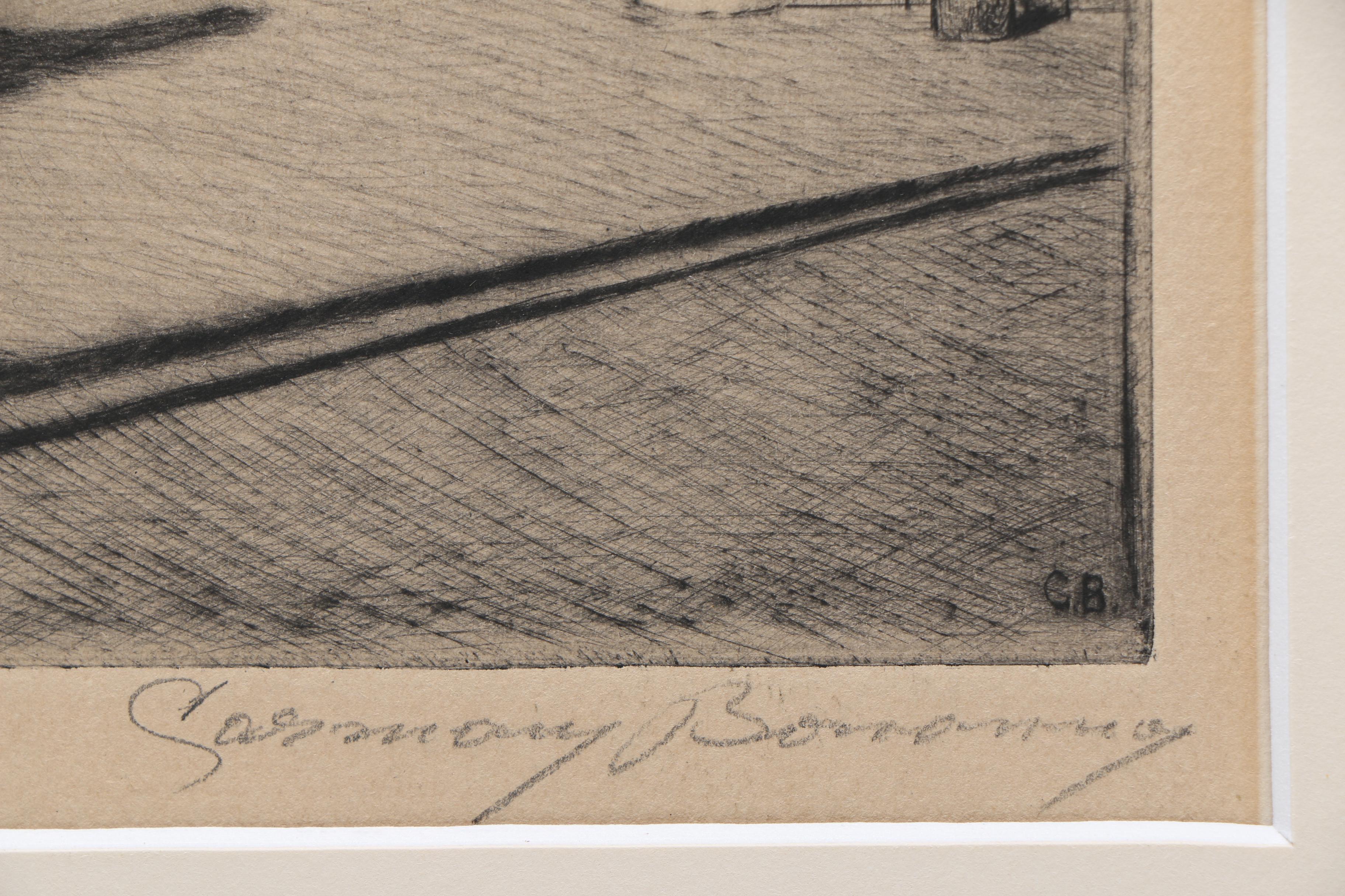 Carman Bonanno Drypoint Etching "Washington Square"